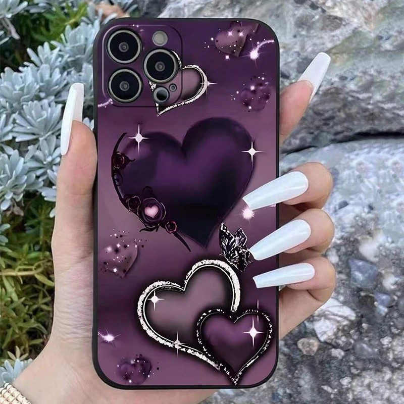 Non-Slip Heart Case For Samsung Galaxy S25 S24 S23 Ultra Plus Shockproof Cover