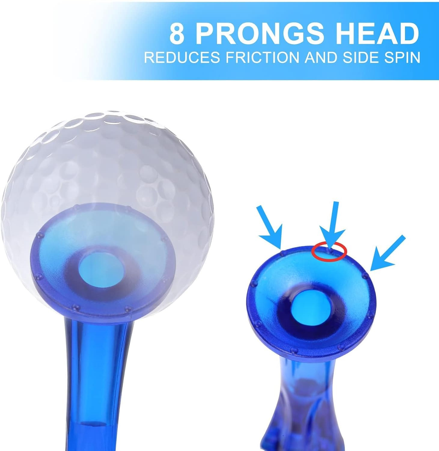 Golf Tees 3-1/4’’ 50 Count Plastic Golf Tees Reduced Friction & Side Spin Profes