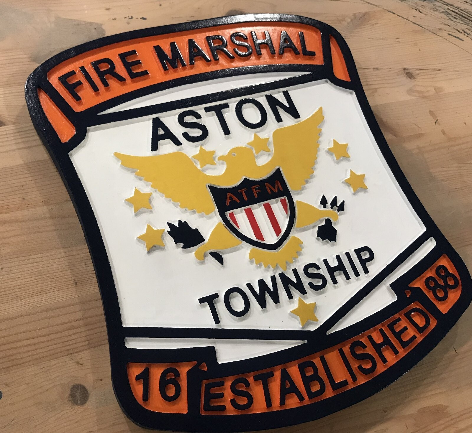 Fire Department Aston Fire Marshal 3D routed wood patch plaque sign Custom