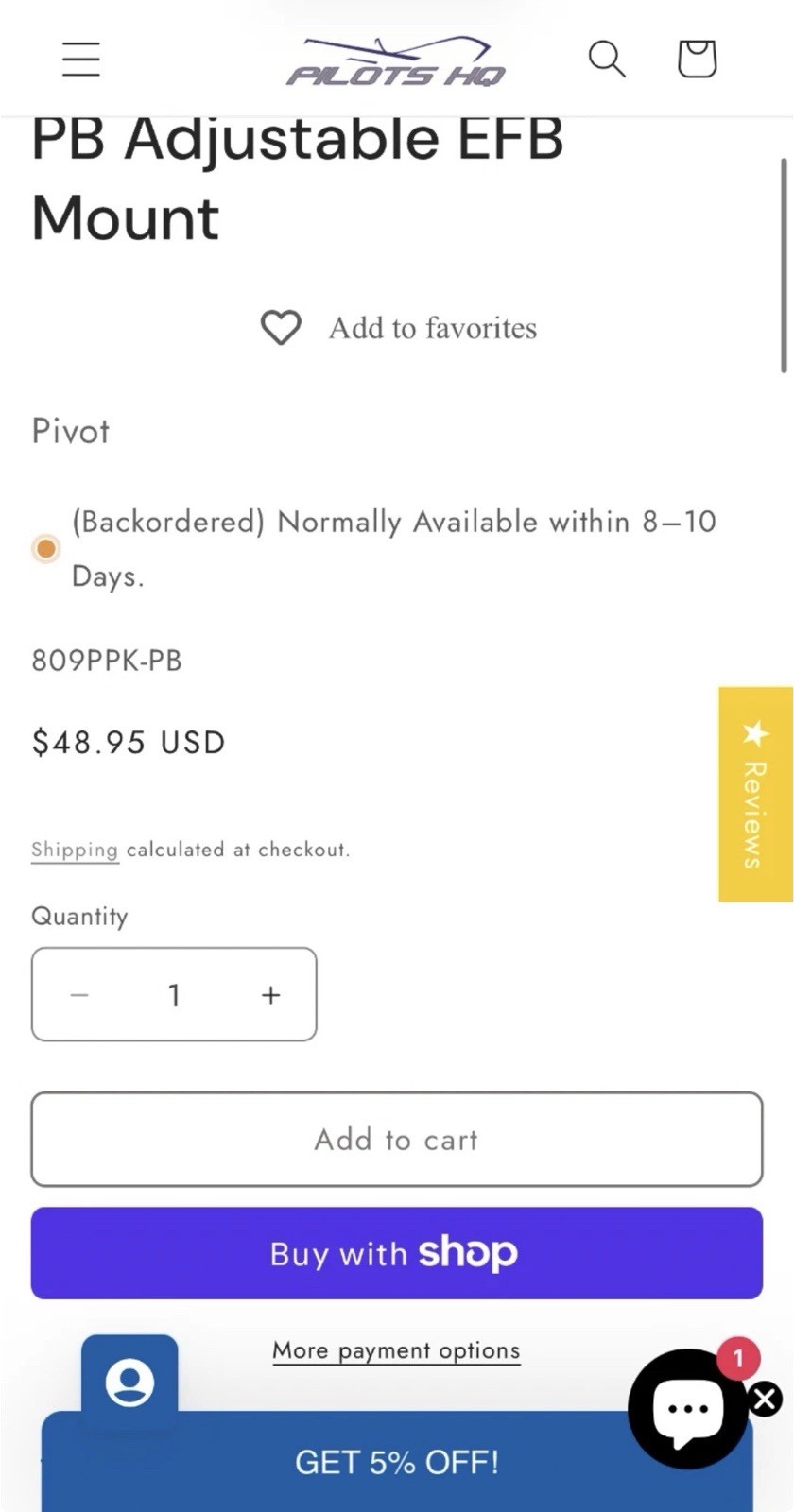 PIVOT 809PPK Pilot / Aviation Suction Cup Mount for iPad