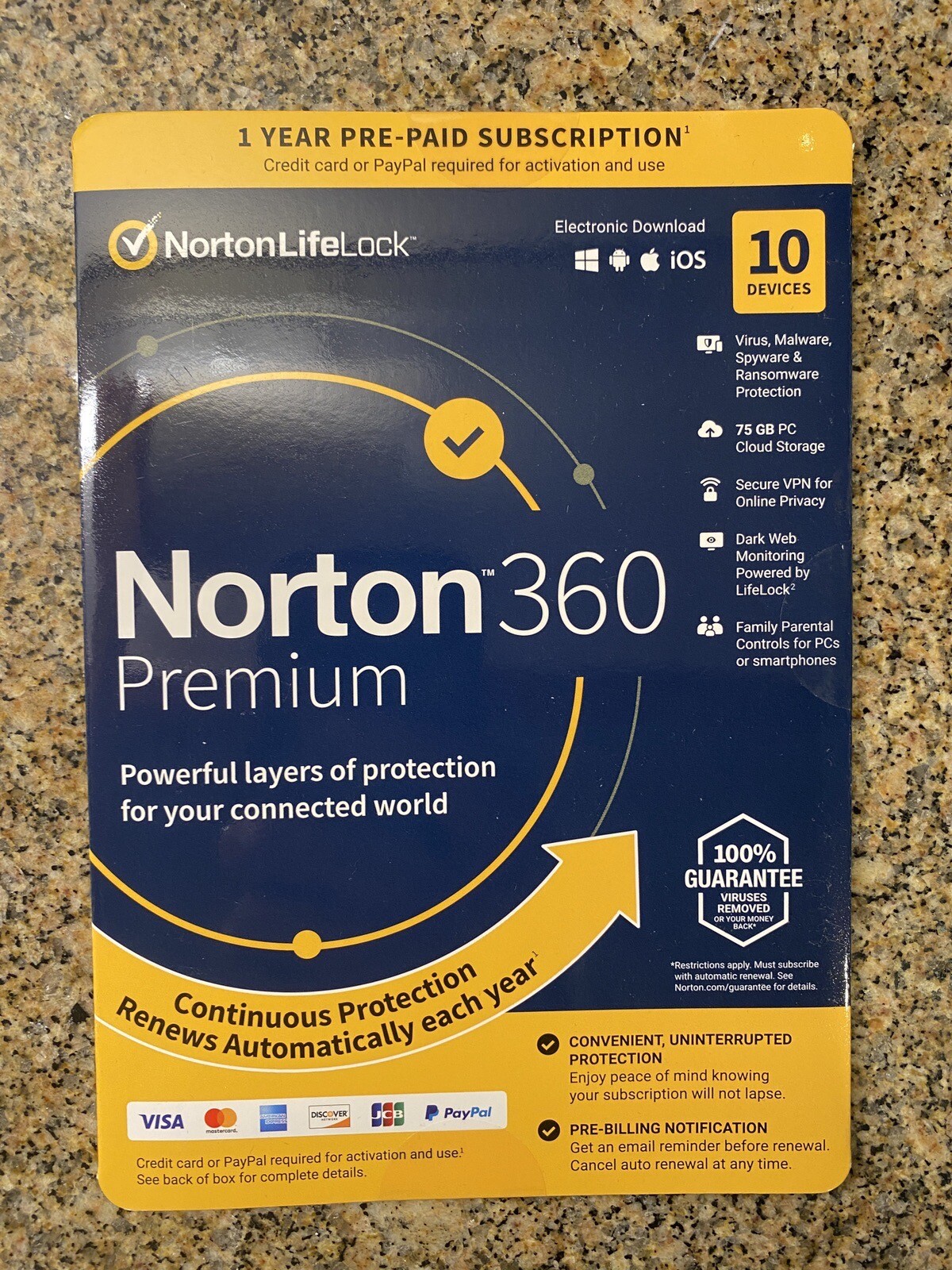 Norton 360 Premium 2023 – 10 devices, 1 year, 75GB PC Cloud Backup - Free Ship