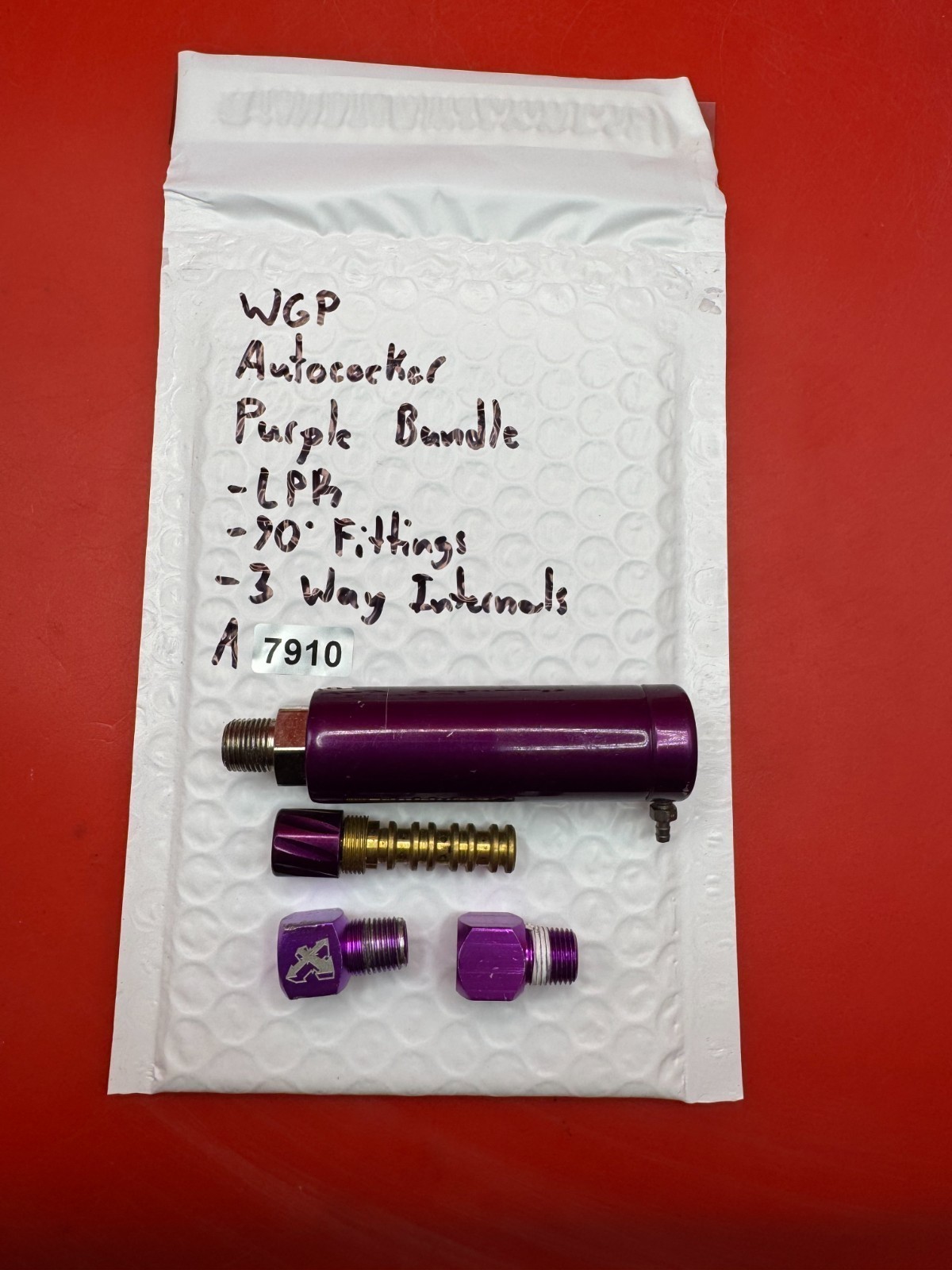 WGP Autococker Purple Bundle -LPR -90° Fittings -3 Way Internals