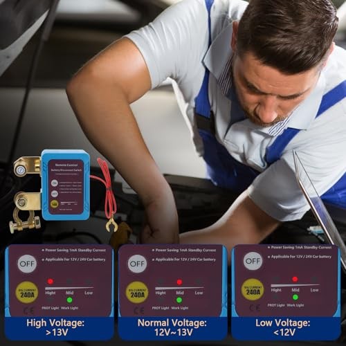 12V 240A Remote Kill Switch for Car, Remote Battery Disconnect, Control Auto
