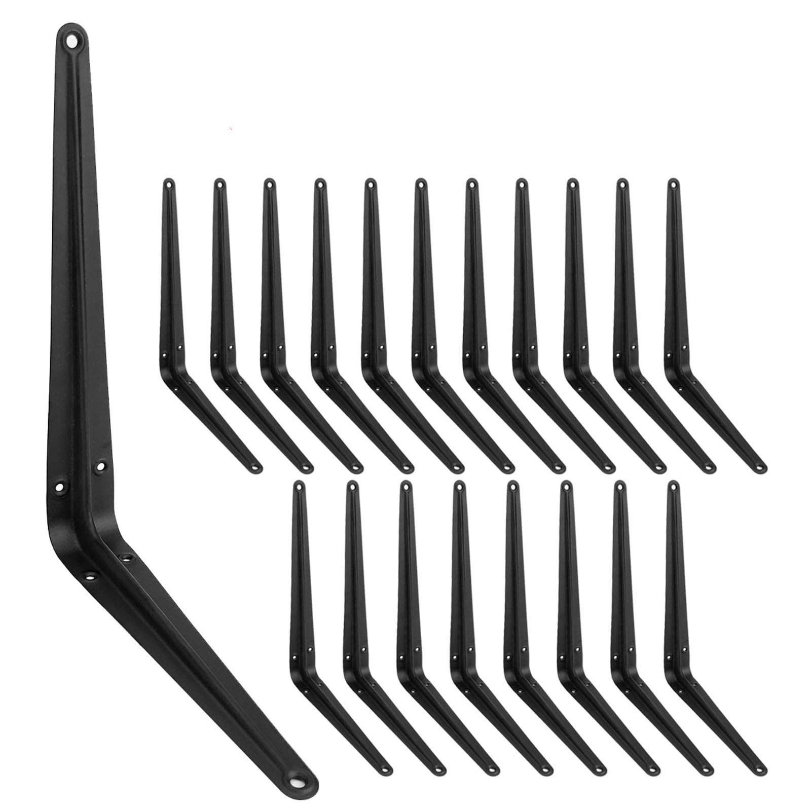 20 PCS Black Shelf Brackets 10 Inch Heavy Duty Floating Wood Rustic L Joint
