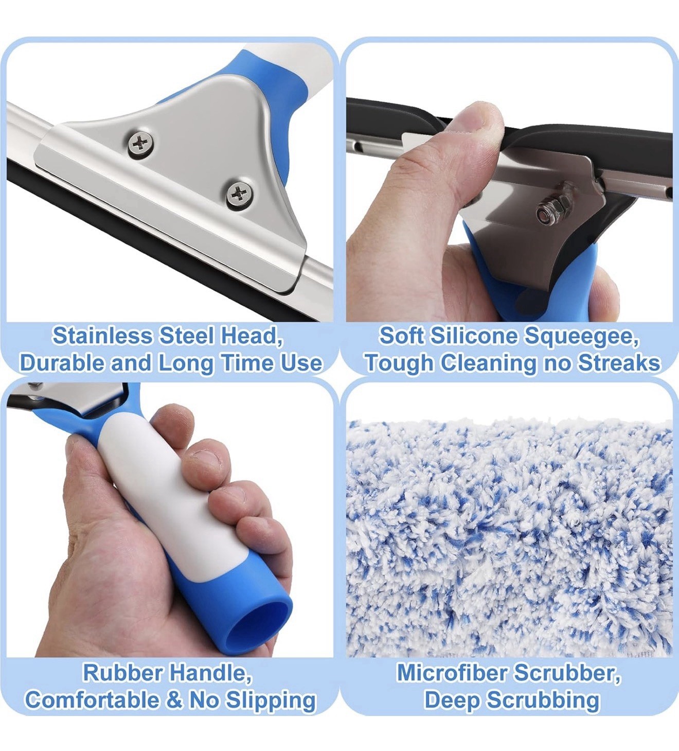 Mitclear 77'' Professional Squeegee Window Cleaner Tool with Extension Pole