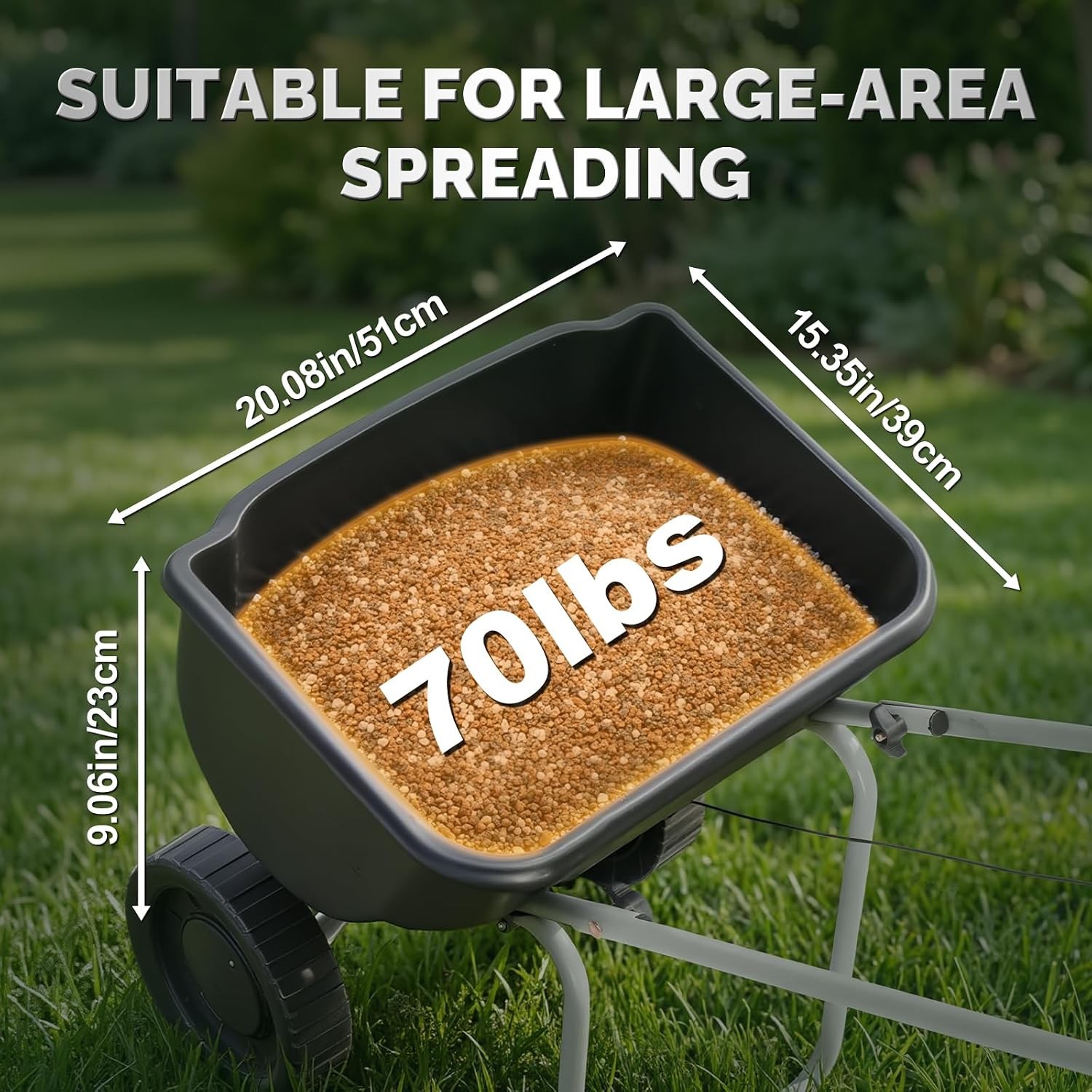 70lbs Fertilizer Spreader with 15 Adjustable Drop Rate Pre-Assembled