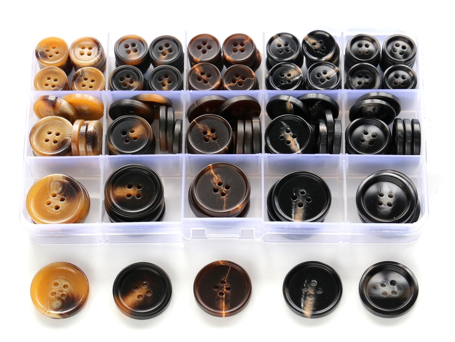 GANSSIA 160pcs Mix 3 Sizes(15mm, 20mm, 25mm) 5 Colors mix, colors-2