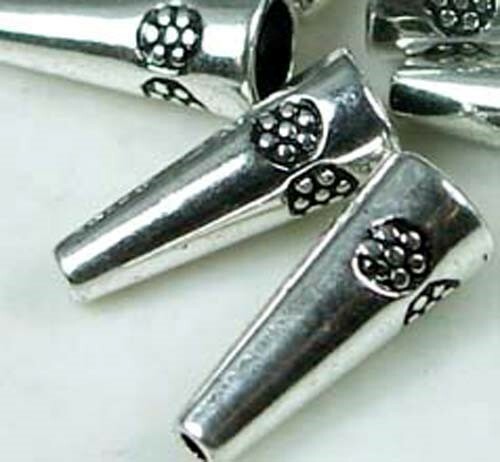 6 Antique Silver Pewter Thai Karen Style Cone End Cap Daisy Beads