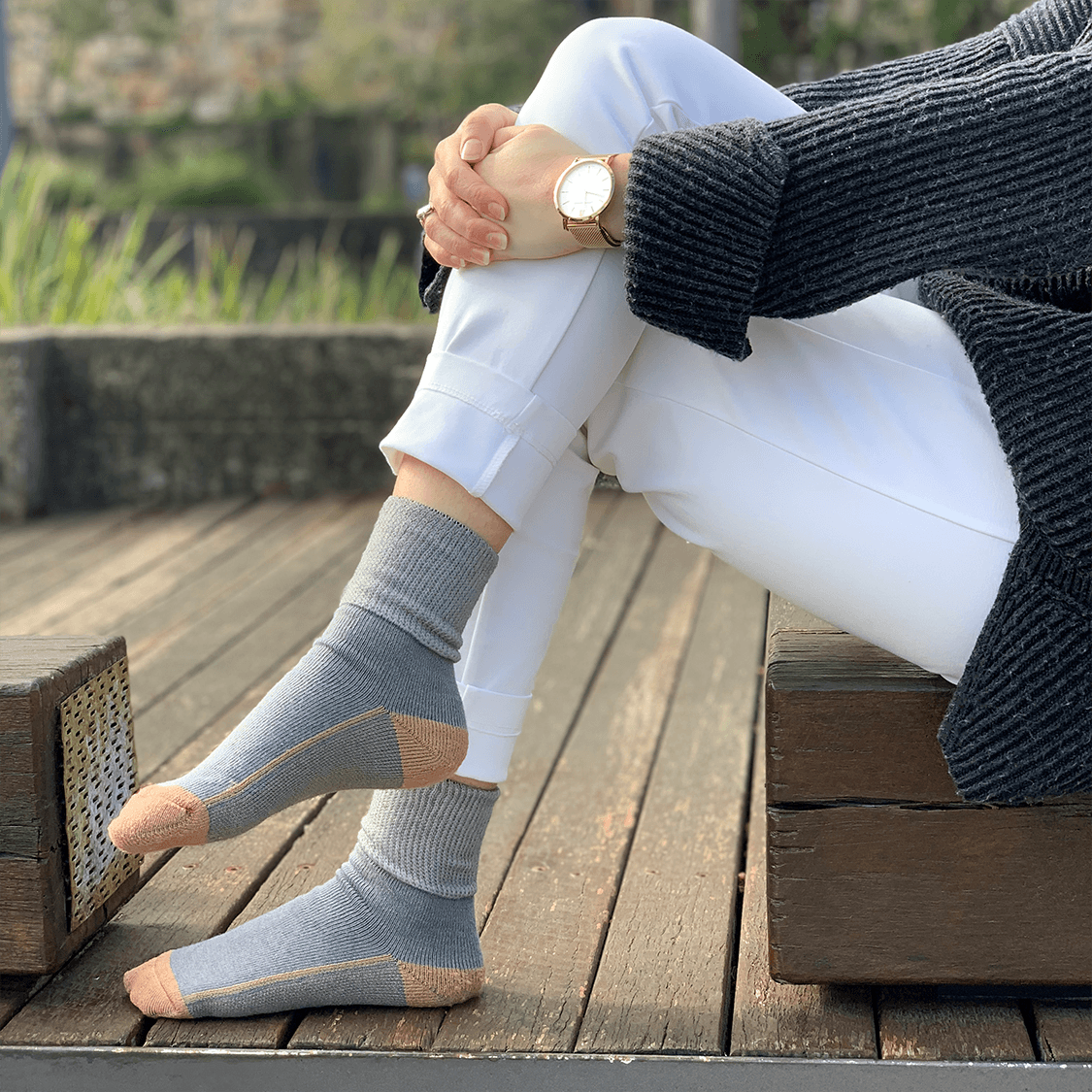 3 Pack Grey Glucology Copper Socks Comfortable Loose Fitting and Non binding