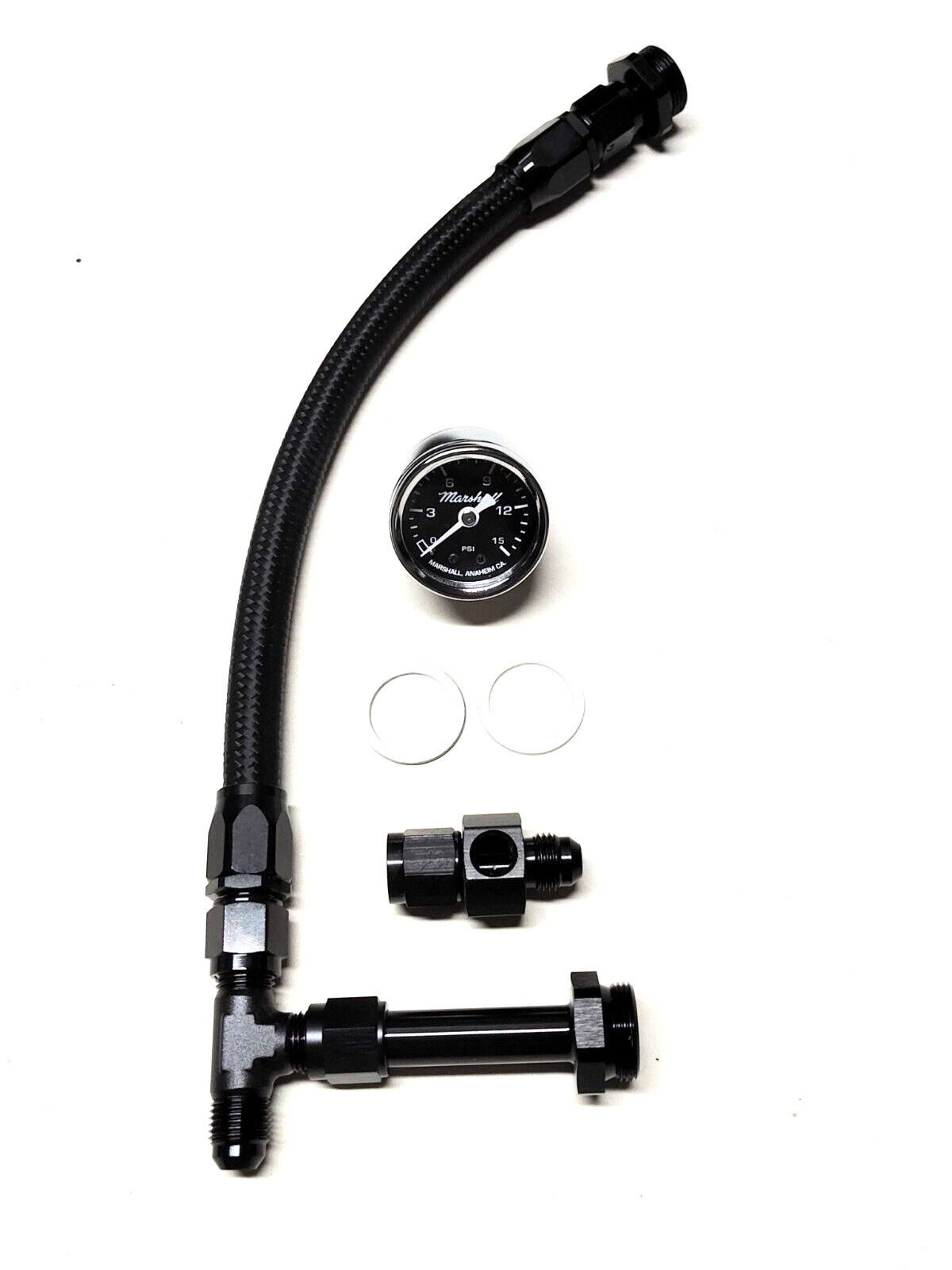 6AN HOLLEY BLACK BRAIDED FUEL LINE 4160 SERIES WITH 0-15LBS GAUGE