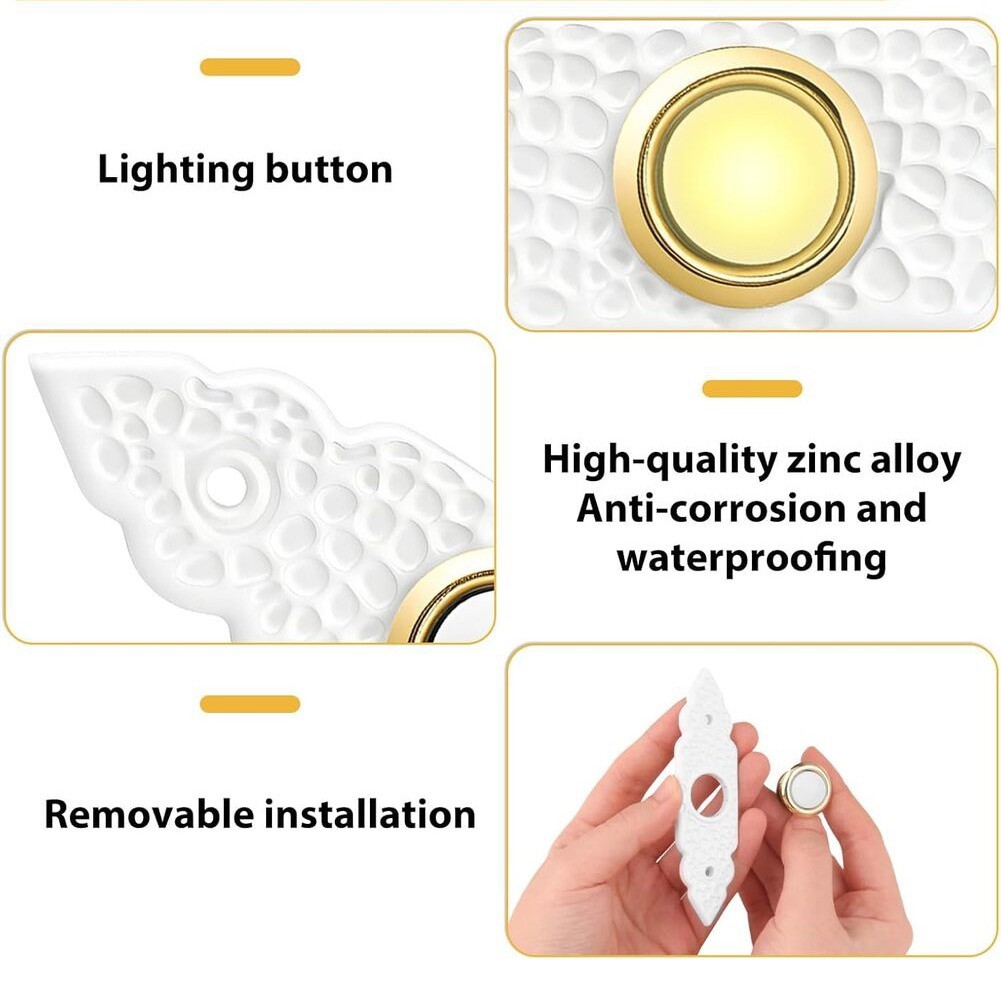 White Wired Doorbell Button Replacement with Reinforced Internal Components