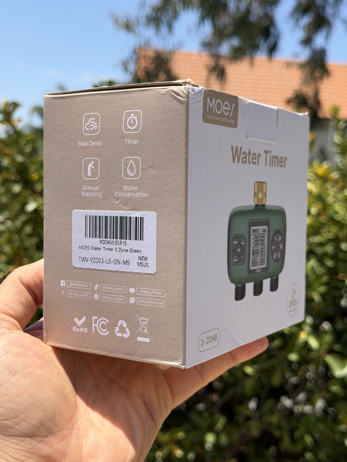 MOES 3 Outlet Sprinkler Timer, Brass Inlet, Programmable Automatic Irrigation Co