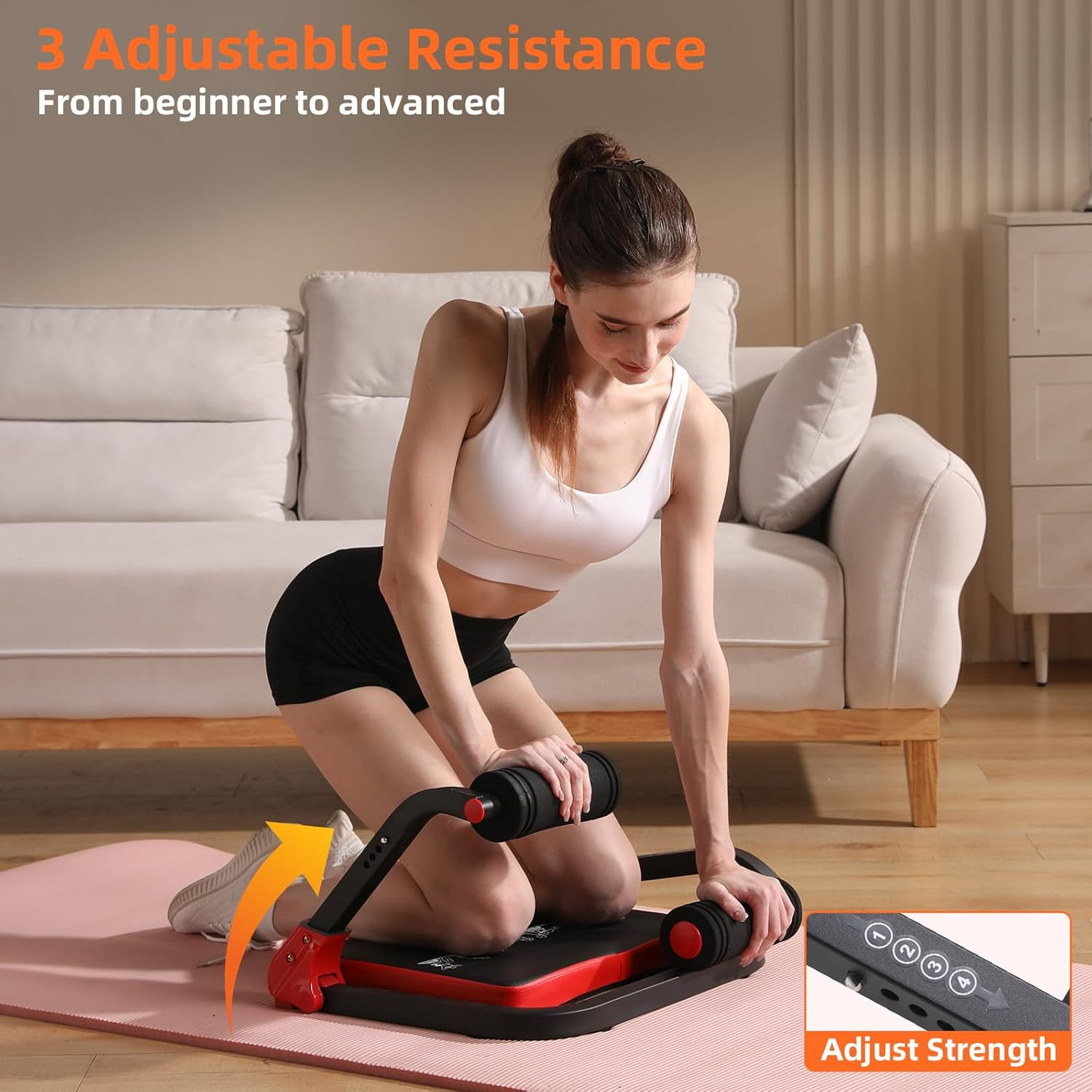 Ab Machine with Resistance Bands for Abdominal Exercise - 3 Levels Adjustable S