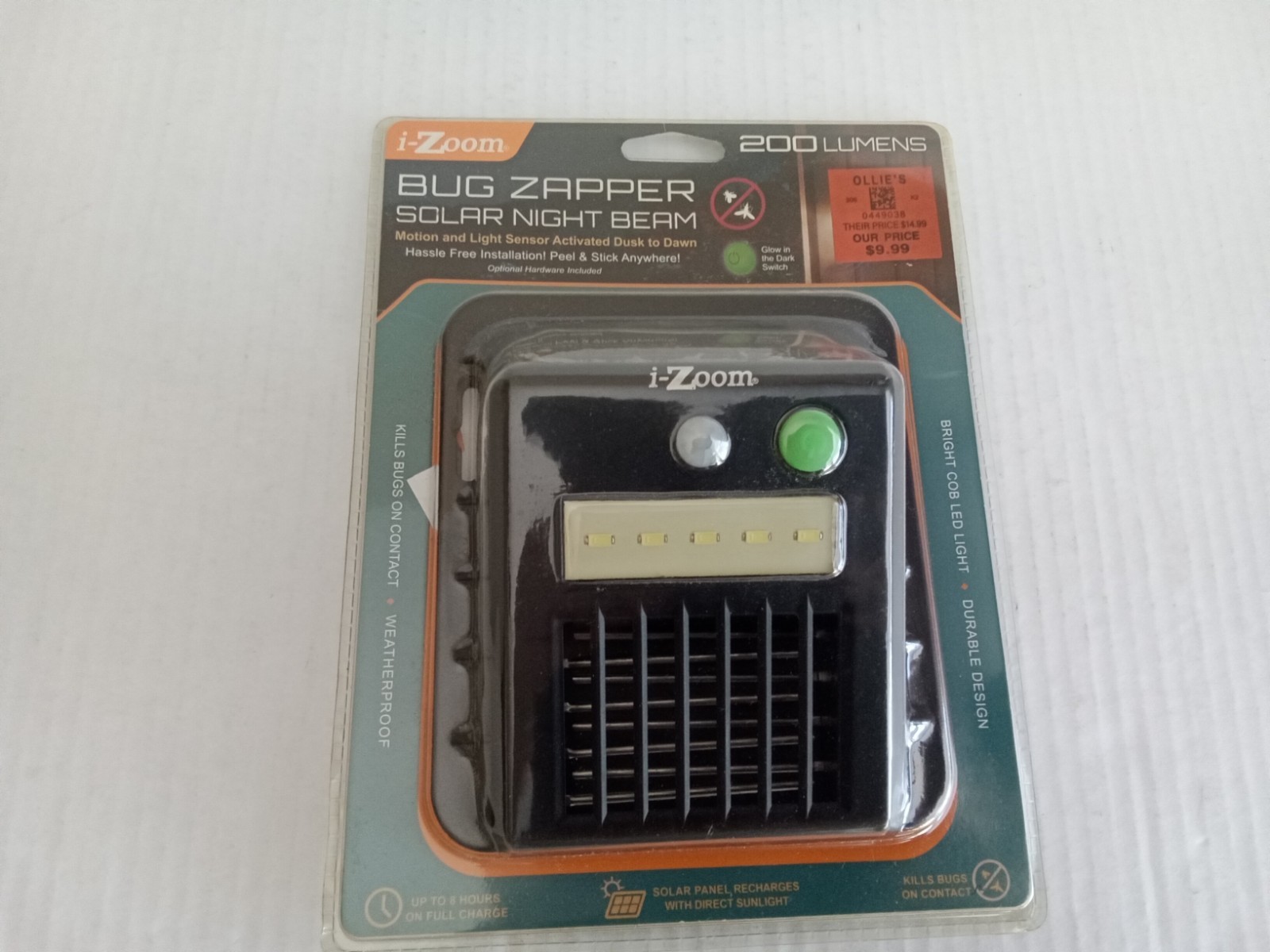 IZoom Solar Light Bug Zapper Night Beam Motion Activated Dusk to Dawn New