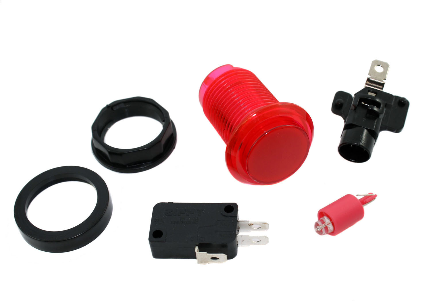 Red LED Arcade Pushbutton with Translucent Bezel