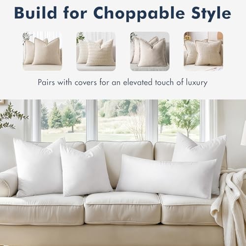 6x6 Euro Pillow Inserts,Set of Down Feather Throw Pillows for 26x26 Inch 2