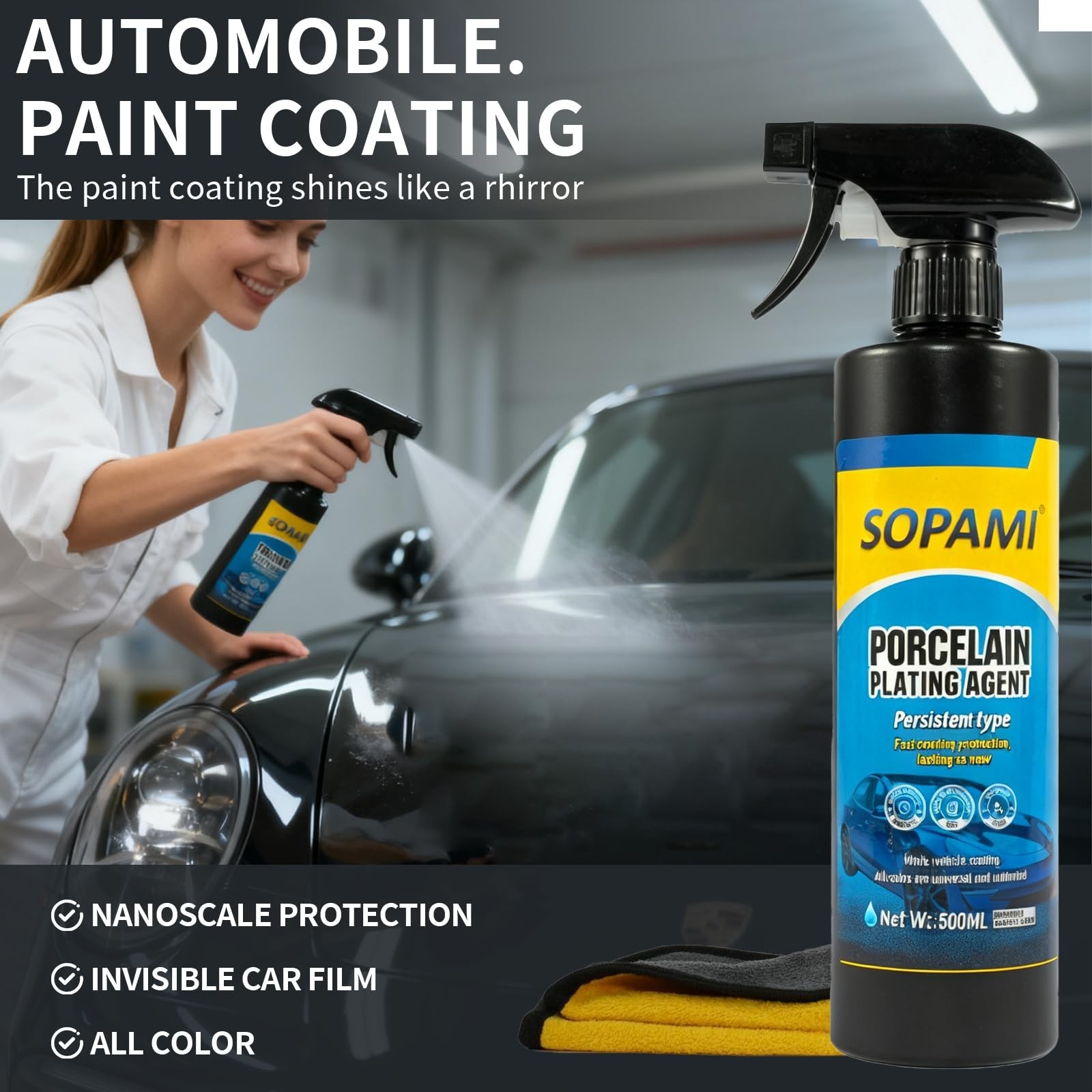 Sopami Car Coating Spray, 3-in-1 Ceramic Paint Sealant Car Wax, Maximum Gloss...