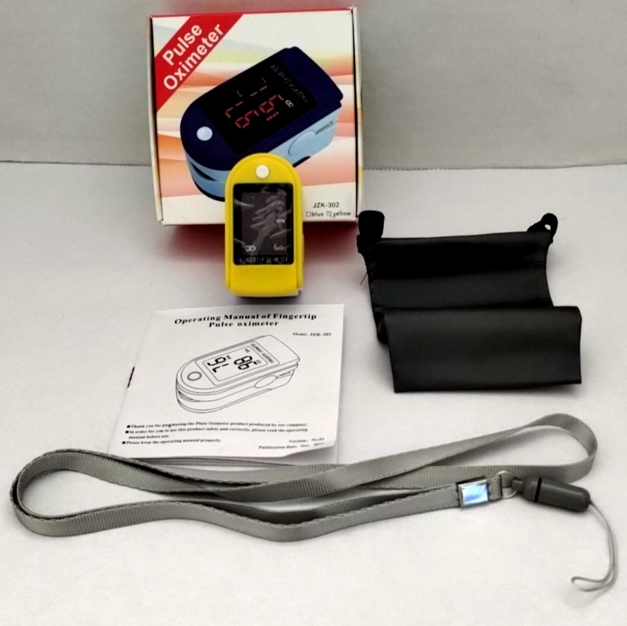 Fingertip Pulse Oximeter Yellow JZK-302 Sp02 BPM Power Button Color Display  NOB