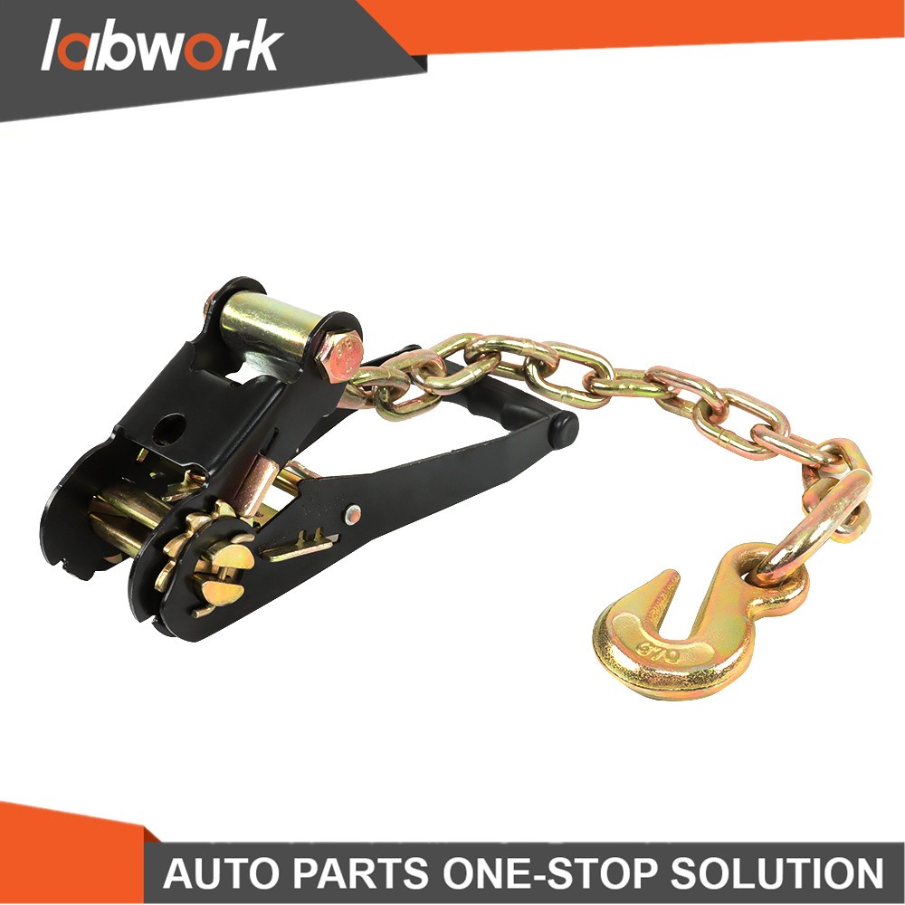 Labwork Car Tie Down with Chain Anchors 4 Pack 2 Inch x 96 Inch Silver