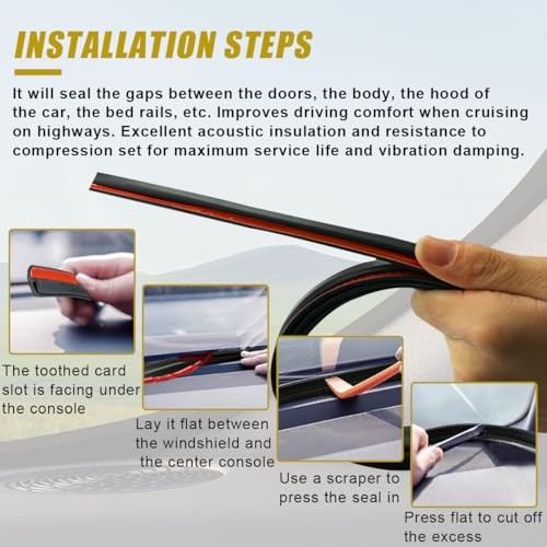 Rubber Seal Strip for Car Front Windshield, 1.7M/ 5.6Ft Cuttable Windshield