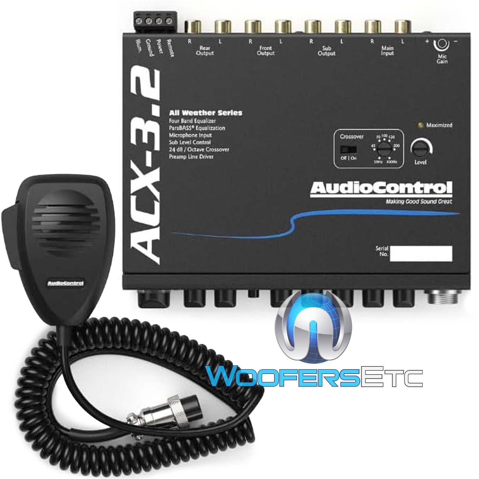 AUDIO CONTROL ACX-3.2 ALL WEATHER EQUALIZER & CROSSOVER & PAGING MICROPHONE NEW