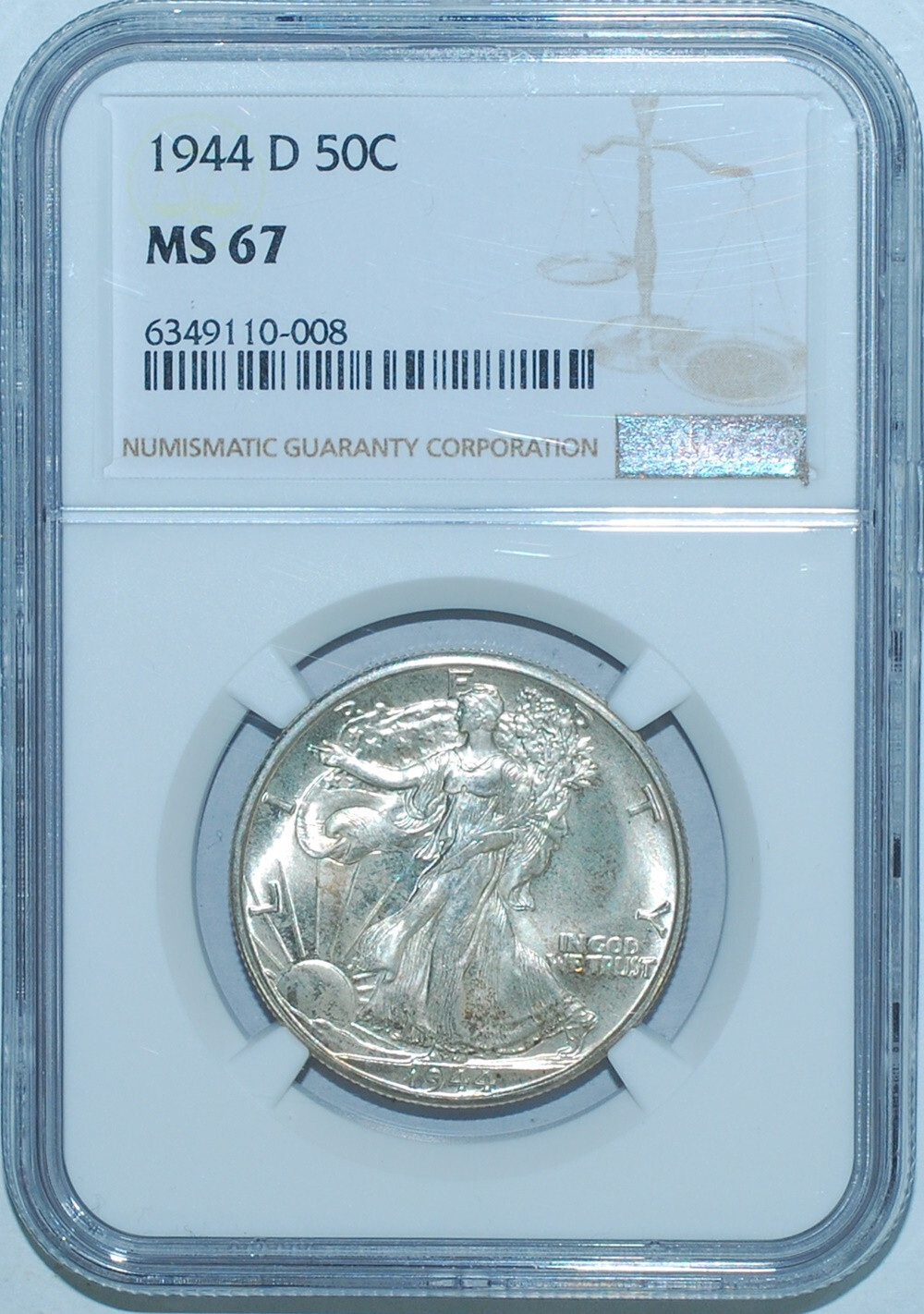 1944 D NGC MS67 Walking Liberty Half Dollar