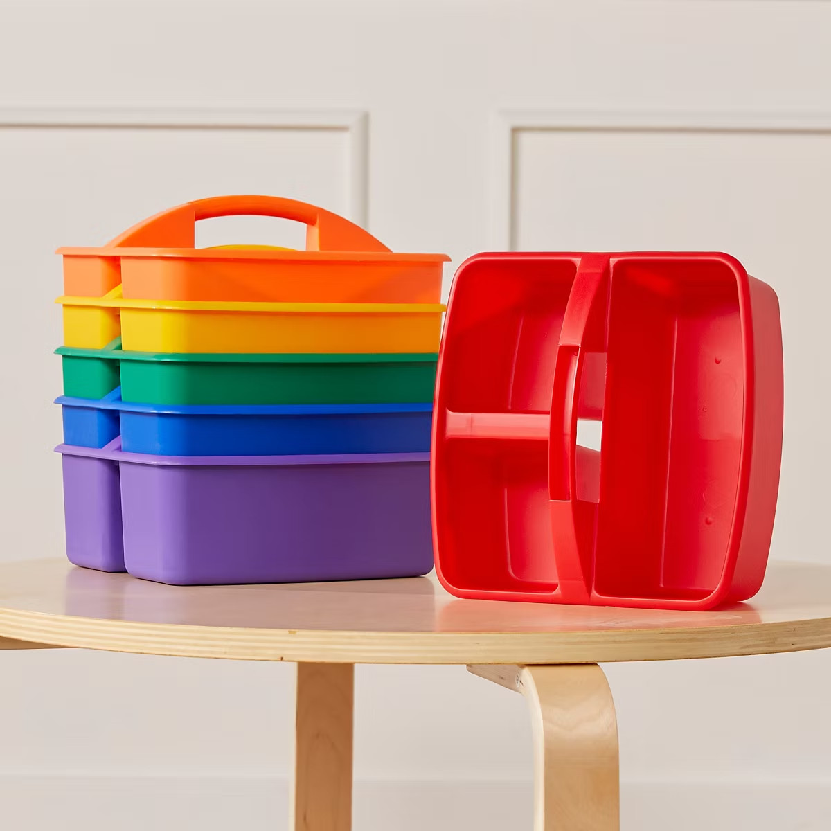 3-Compartment Small Plastic Caddy, Multipurpose Organization, Primary, 6-Pack