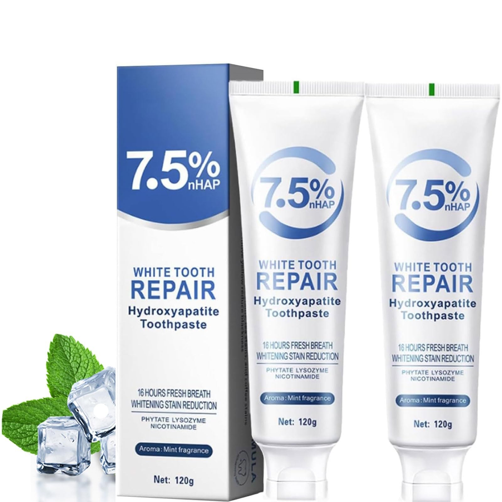 dental con 7.5% Nano Hidroxiapatita, sin flúor, 4oz, blanqueadora 2 Pasta US