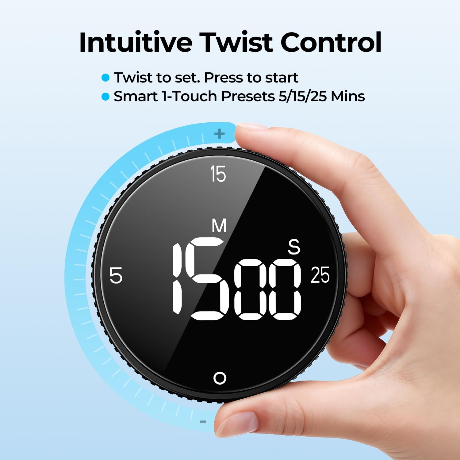 Digital Magnetic Kitchen Timer for Cooking, Large LED Countdown Timer, Rotati...