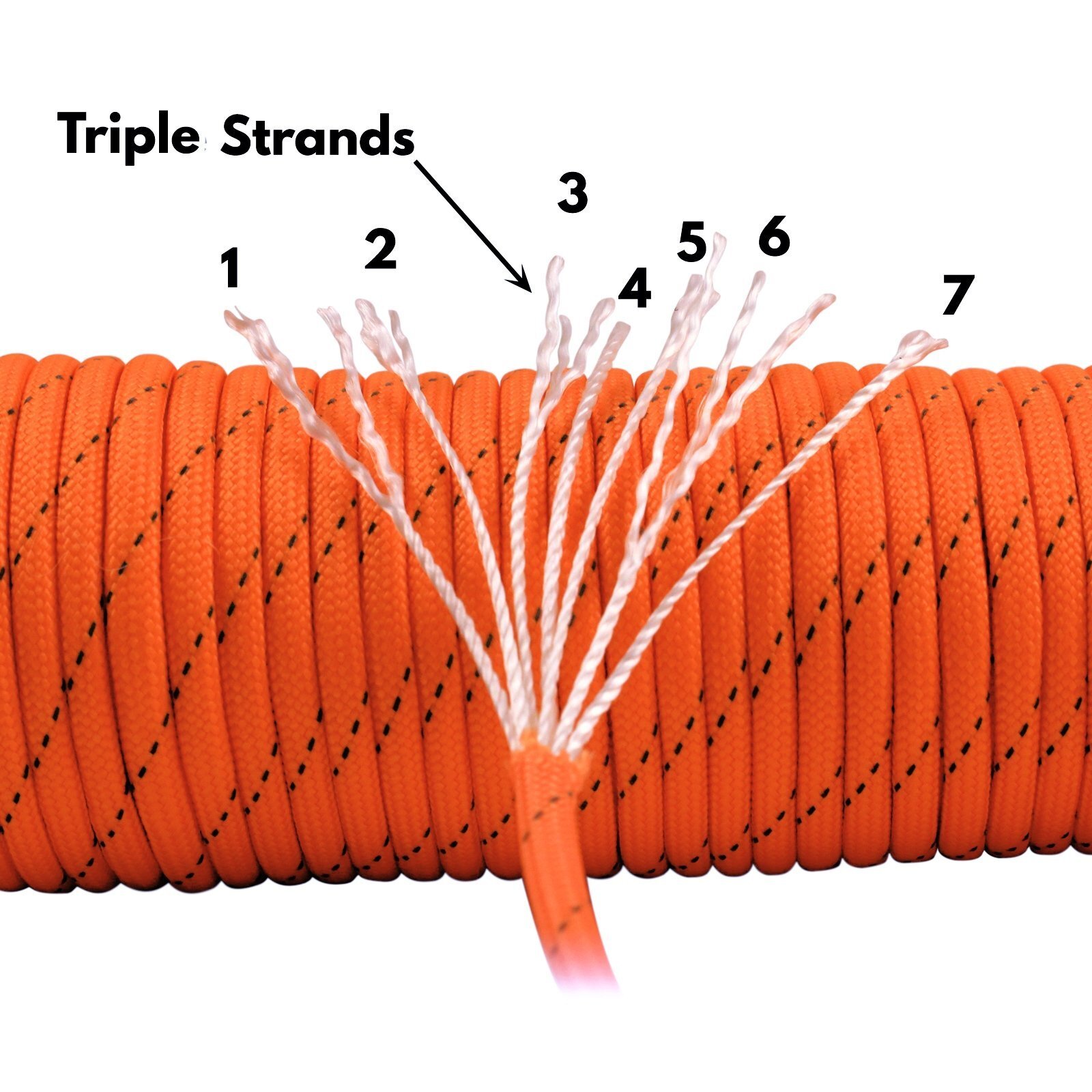 Survival Multi-Purpose Paracord Rope Reflective Tracer Orange - 100ft