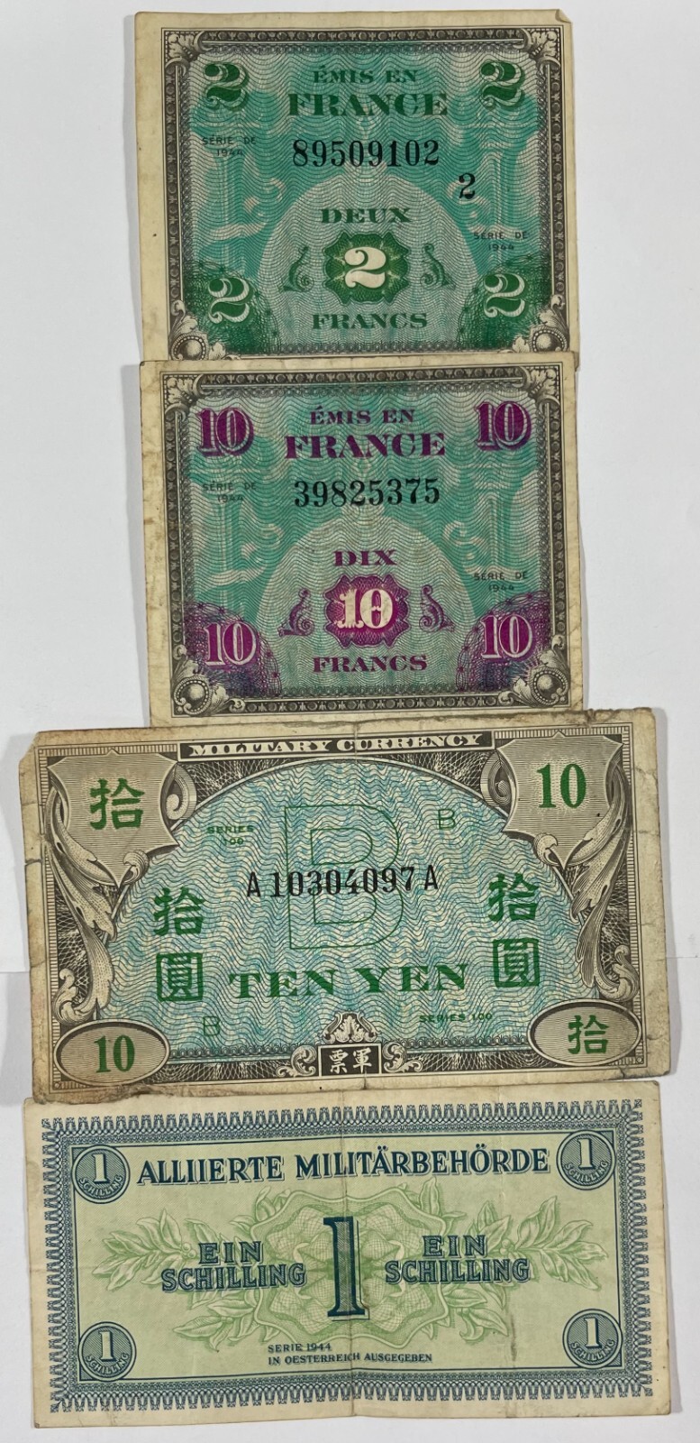 Military currency 8 different pcs. mixed (#471) quality.
