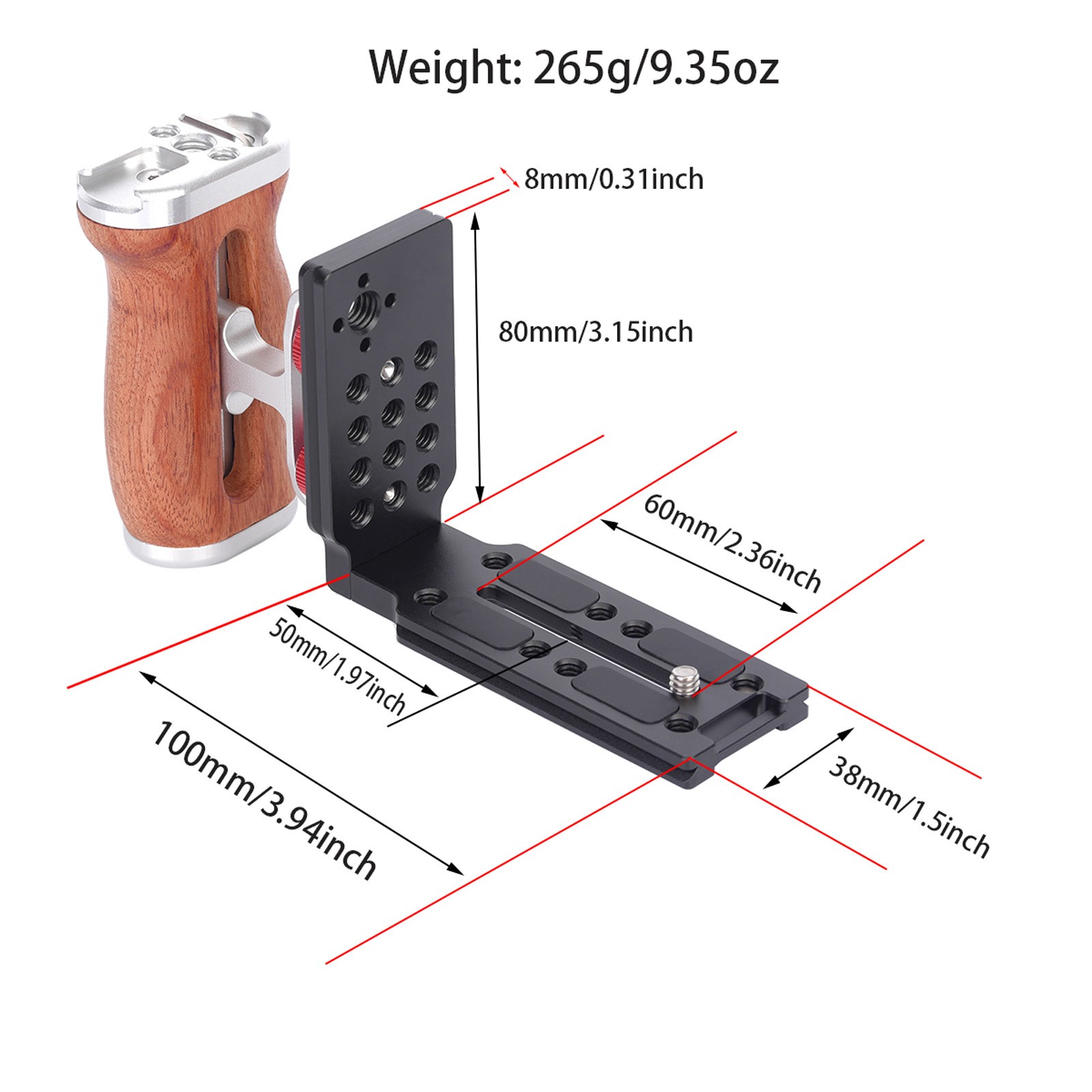 Camera Grip Wooden Handle QR Plate – Aacr-Compatible Fits All Camera Models.