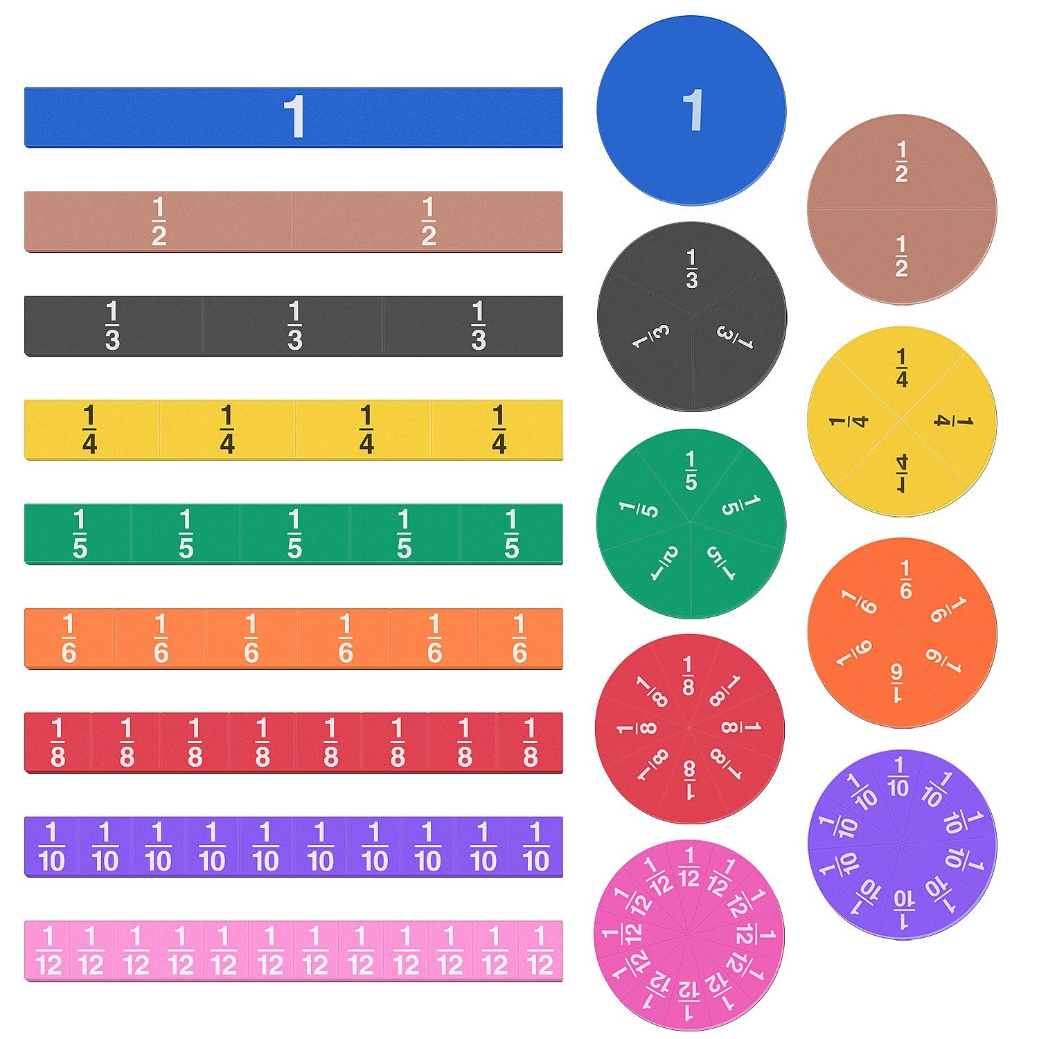Magnetic Fraction Tiles & Circles - 102 Pcs Math Manipulatives for Learning