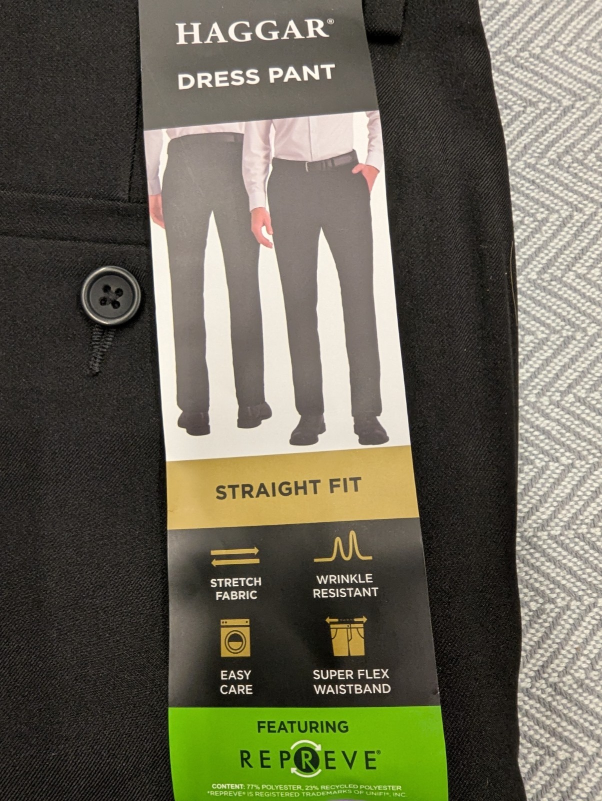 Haggar Dress Pant Pleated Straight Fit Stretch Super Flex black 30 32 38