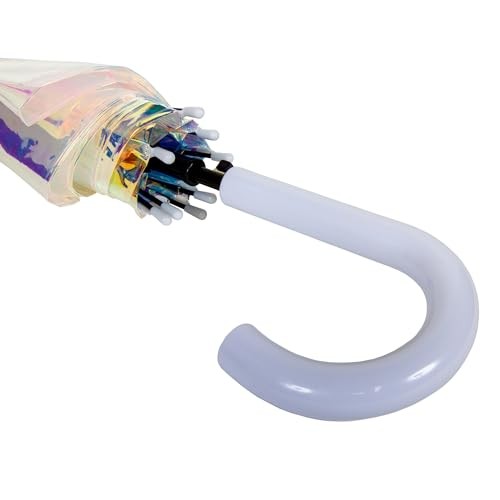 Iridescent Stick Umbrella, 50" Canopy Coverage, Crook Handle
