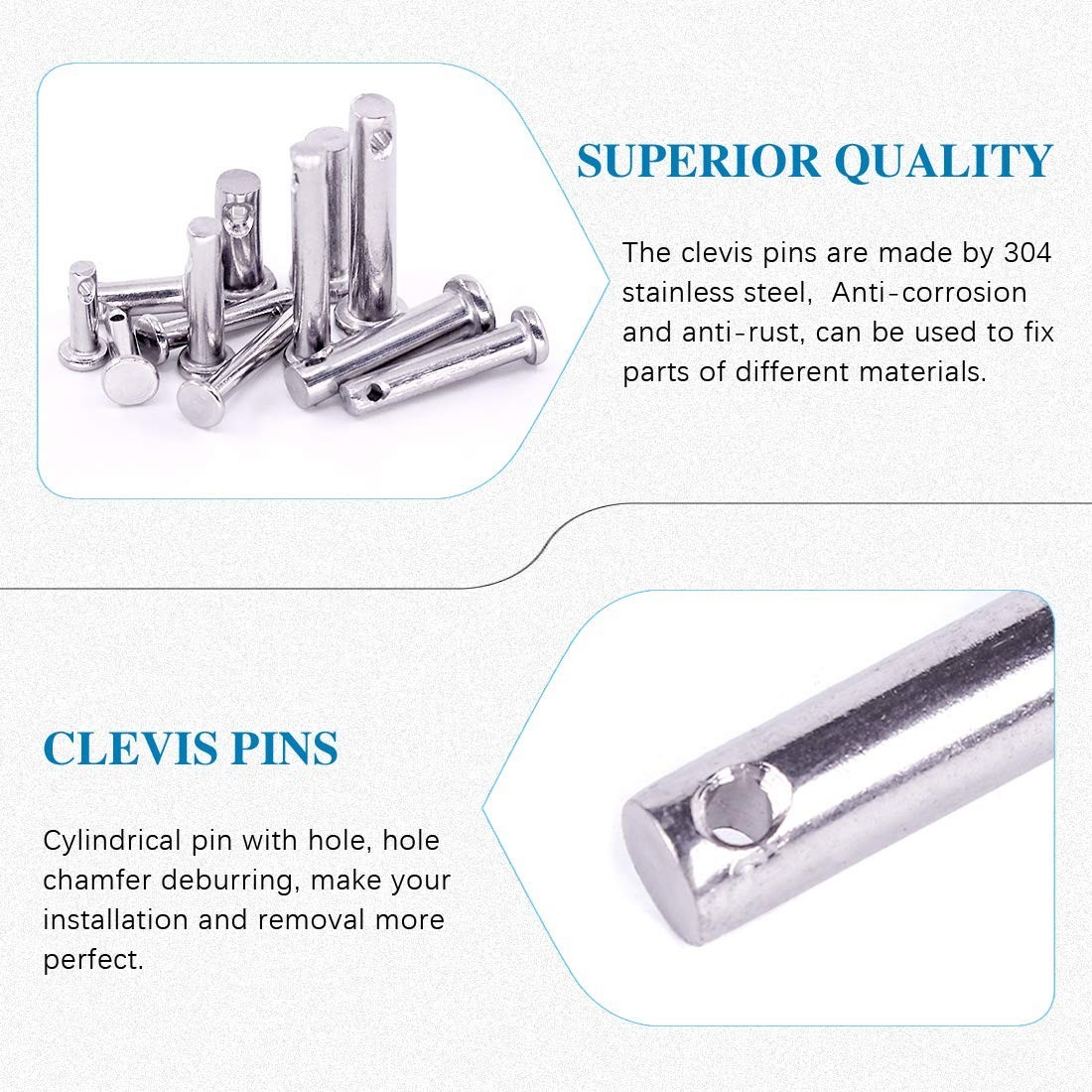 304 Stainless Steel Clevis Pins Kit - 96-Piece Assortment with 12 Sizes Included