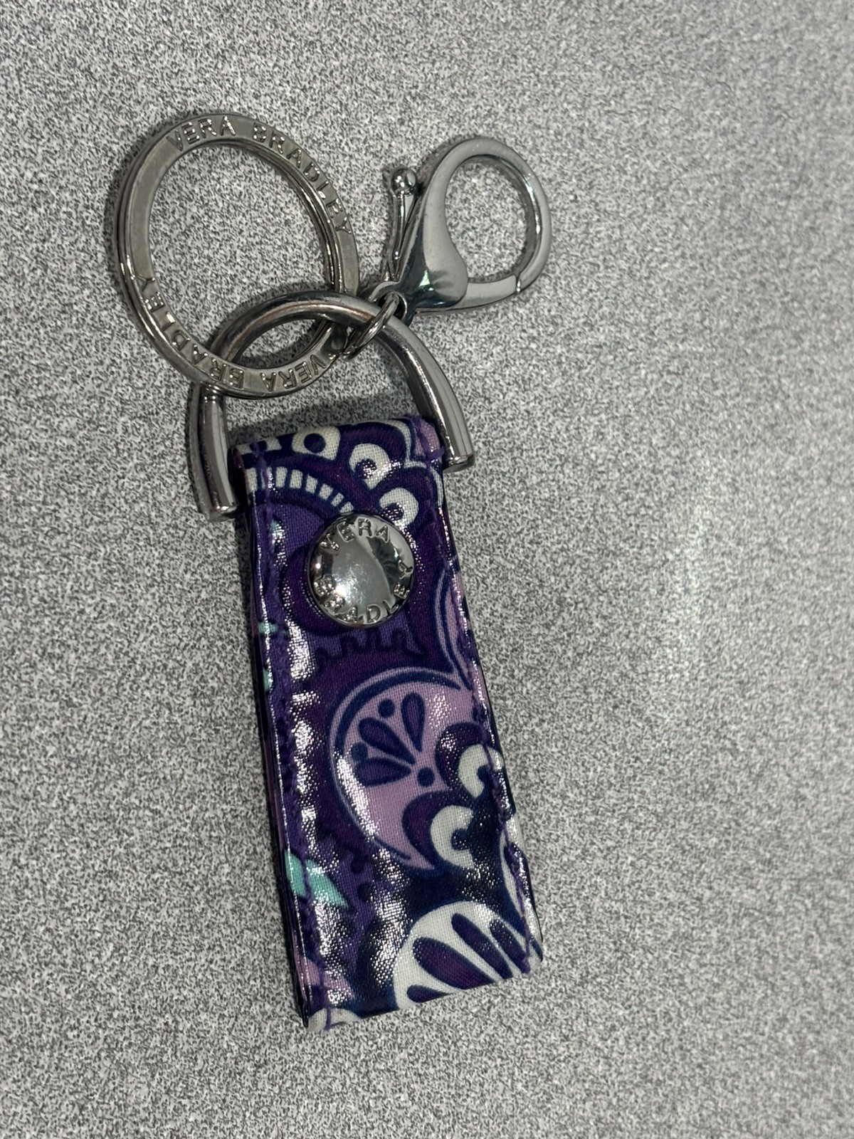 Vera Bradley Iconic Loop Keychain Snap Key Ring Fob Chain