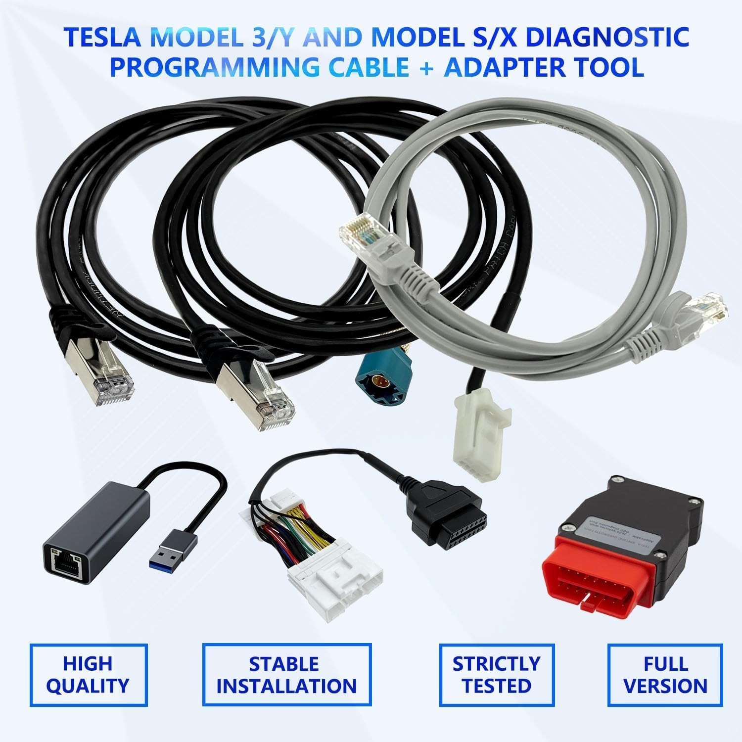 KTTOOL 6 Pcs Diagnostic Cables Set for Tesla Model S 3 X Y, USB OBD2 6Pcs