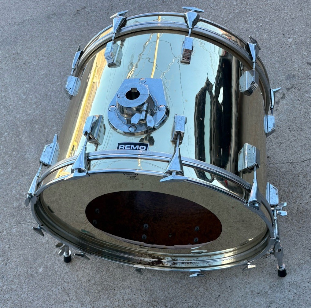 Vintage 1980s Remo Quadura Acousticon 22" Bass Drum Gold Finish Made in USA!