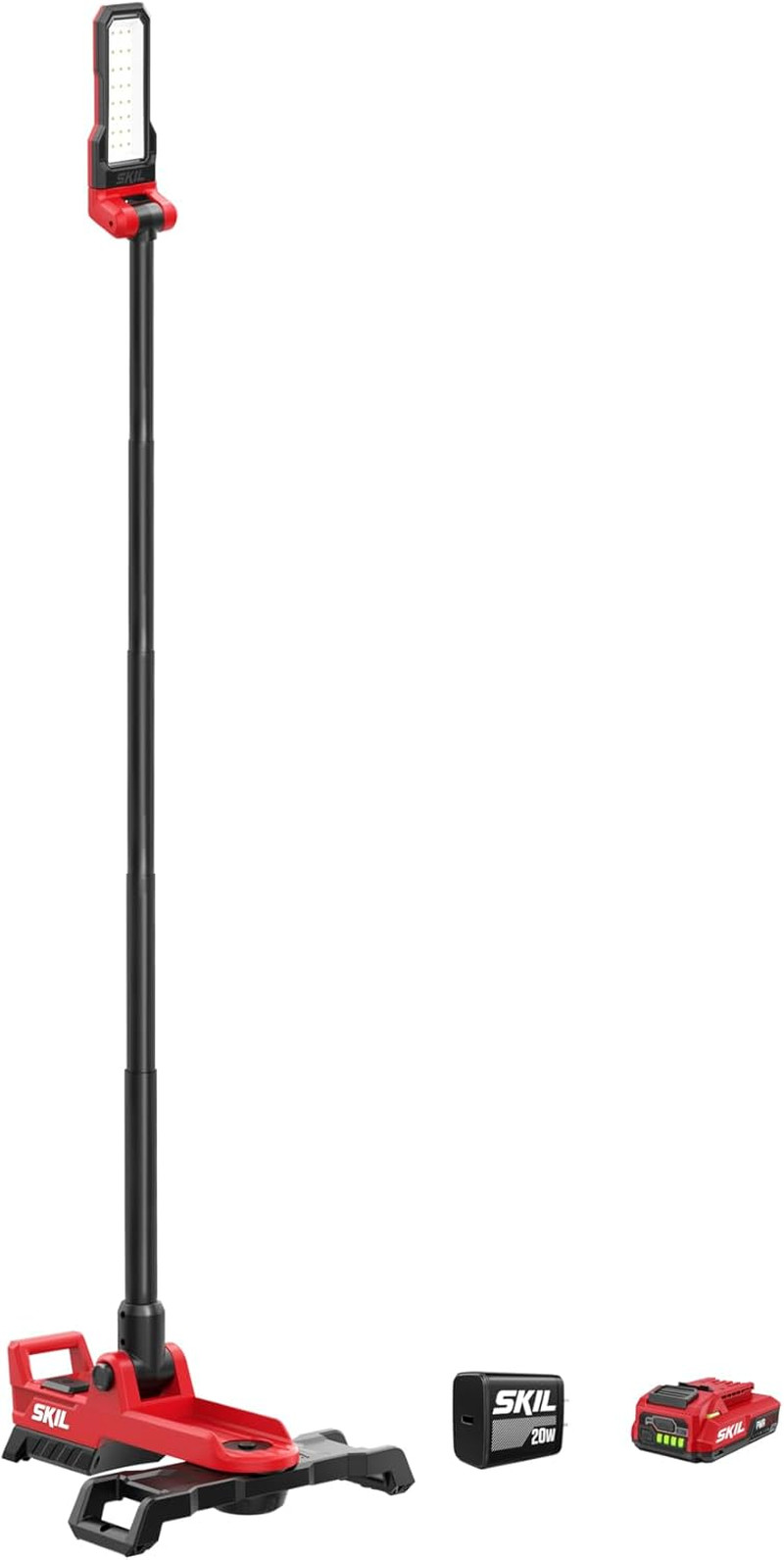 20V Compact Tower Work Light Kit, 2.0Ah USB-C Battery + Charger, 2500lm Pivot 9h