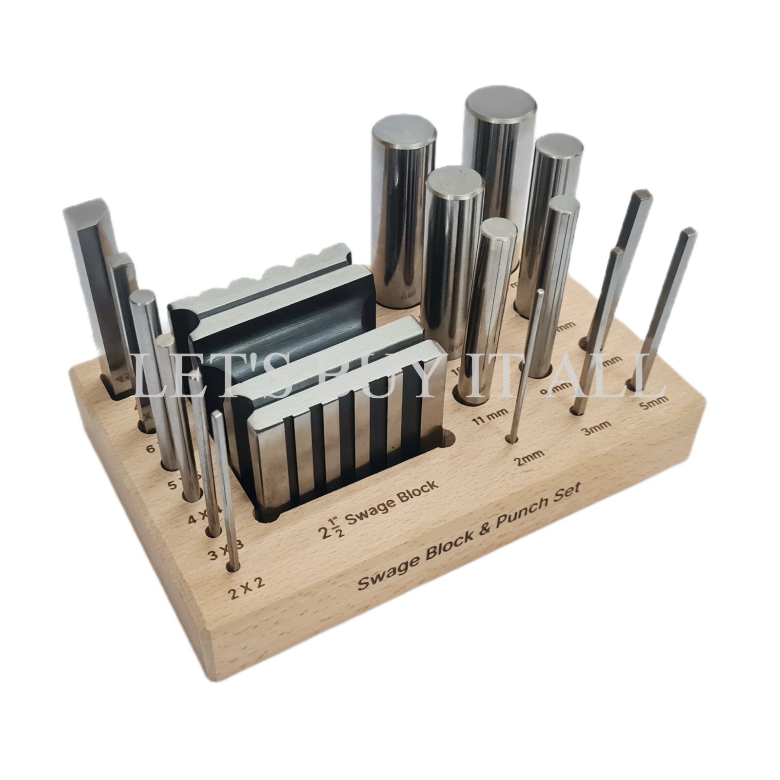 18 Pcs Swage Block & Punch Set With Wood Stand - Coin Making Tool - Jewelry tool