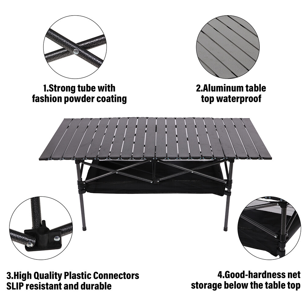 Folding Table Camping Side Table 47 inch Lightweight Outdoor Aluminum Table+Bag