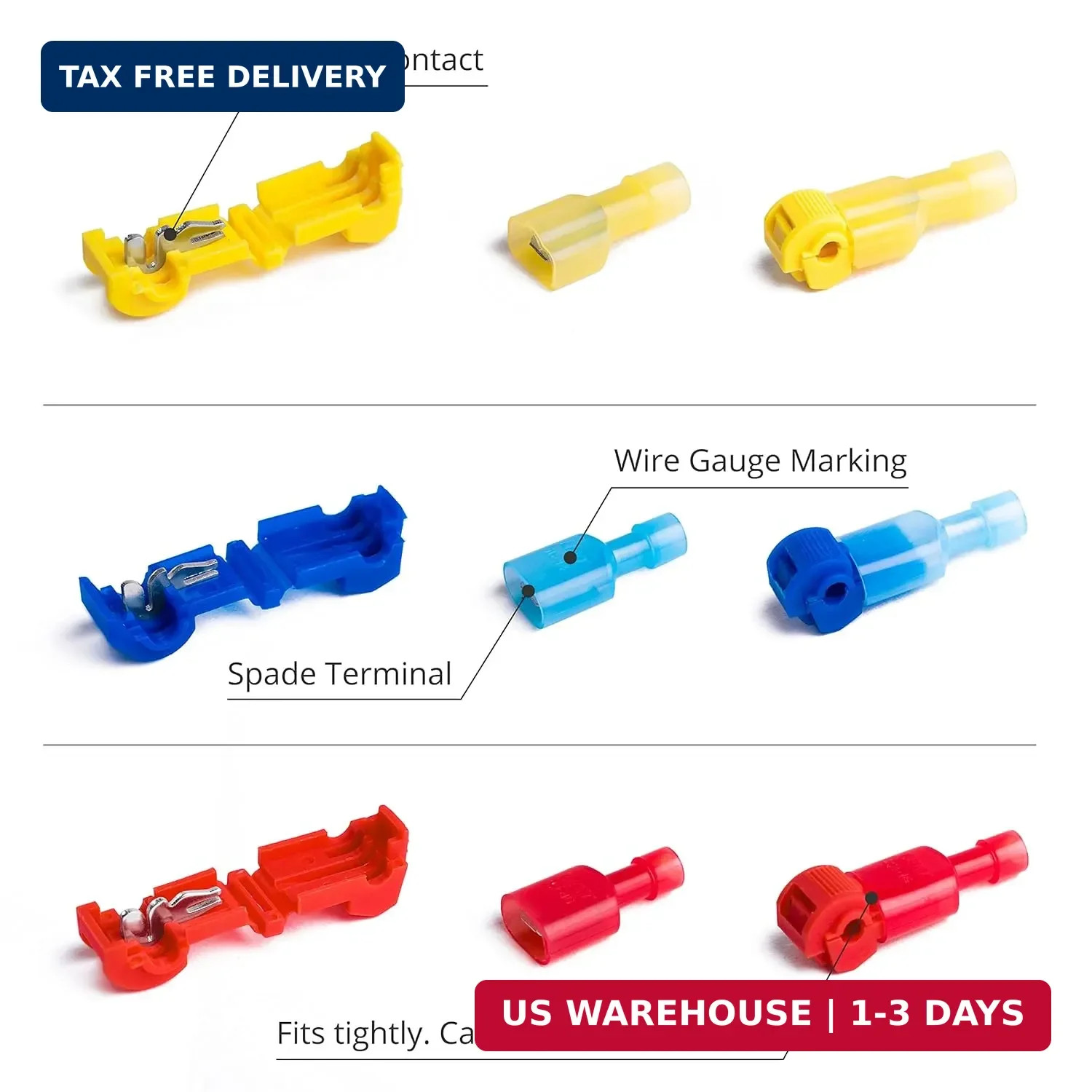 Wirefy T Tap Wire Connectors Kit - Electrical Connectors Kit - Spade Terminals -