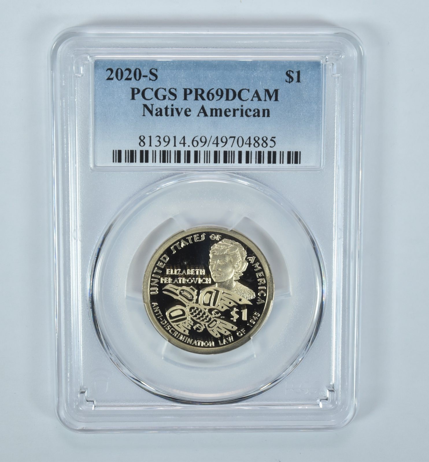 2020-S Sacagawea $1 Elizabeth Peratrovich PR69 DCAM PCGS Blue Label