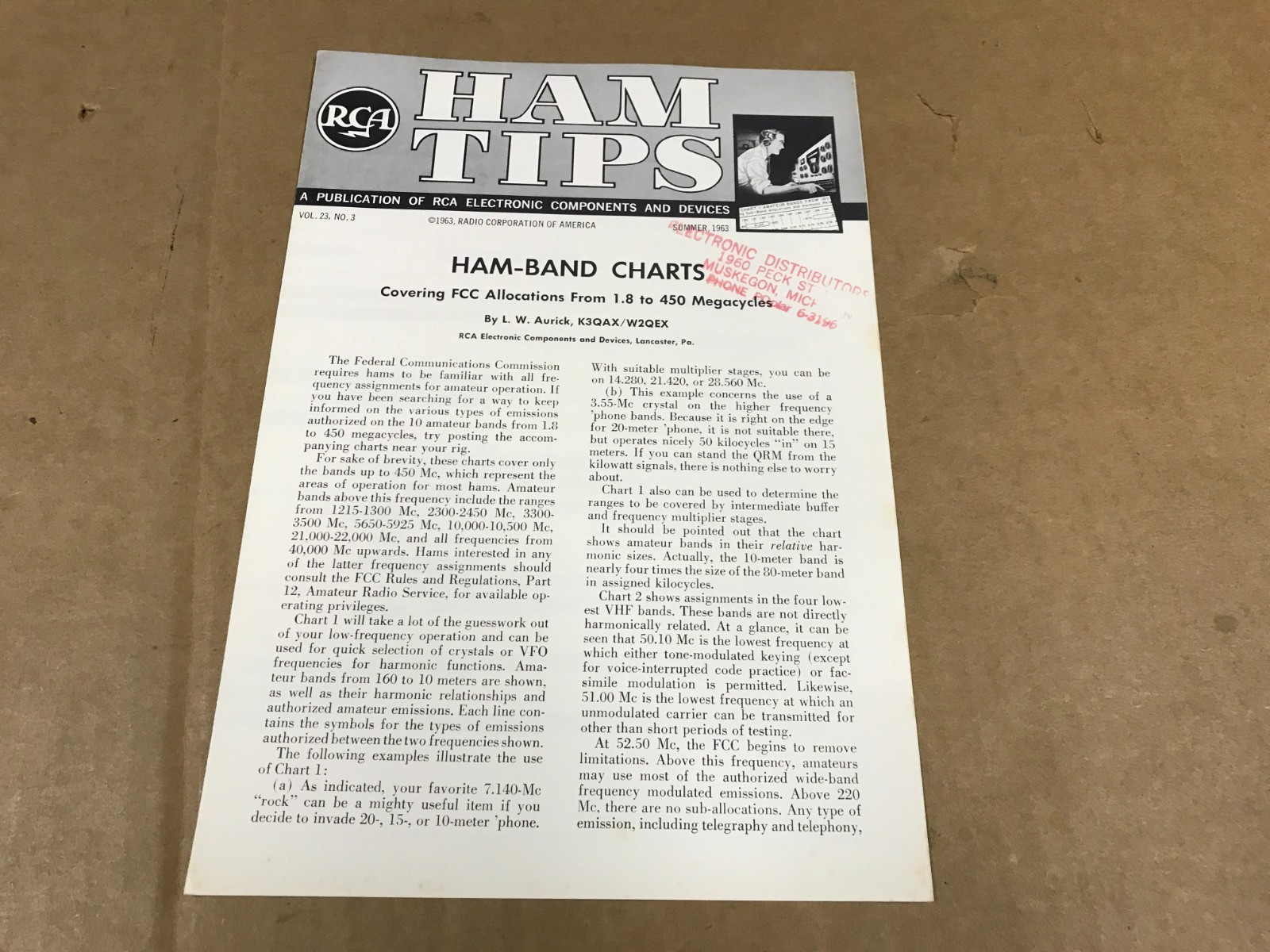 Vintage RCA Ham Tips Booklet - Vol. 23 No. 3 - Summer 1963