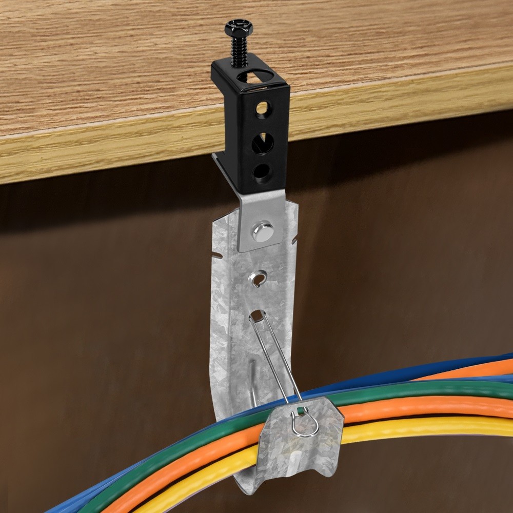 2" Ceiling Mount J Hook with Retaining Clip, 50-Pack