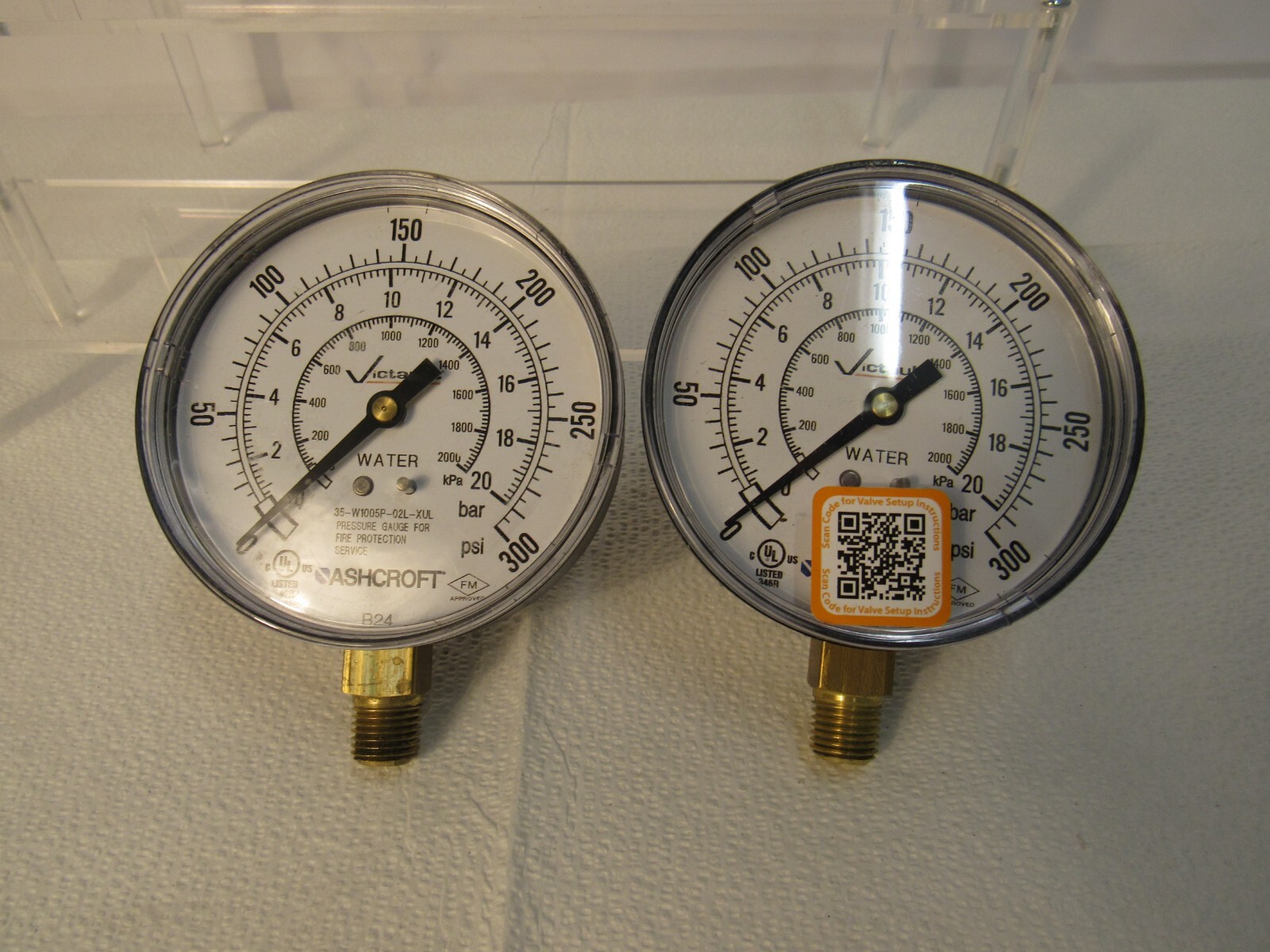 2 Victaulic Ashcroft Water Pressure Guage For Fire Sprinkler System 0-300PSI