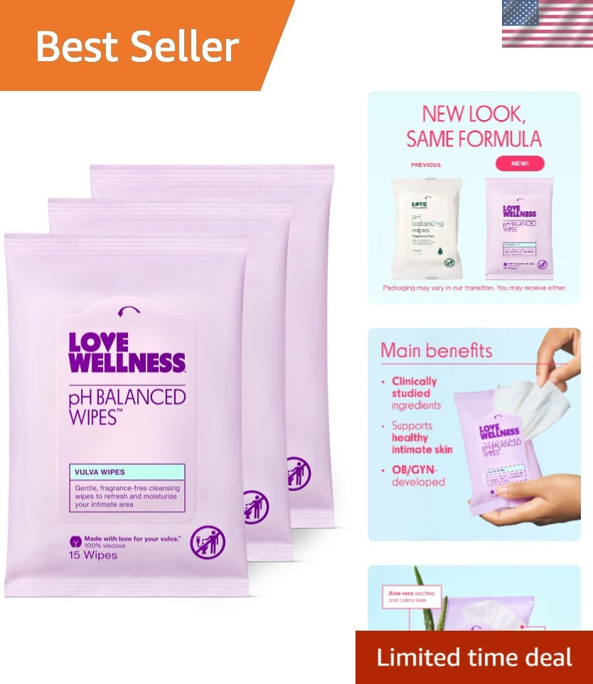 pH Balancing Wipes for Women | Fragrance-Free | Vulva Cleanser for Balanced p...