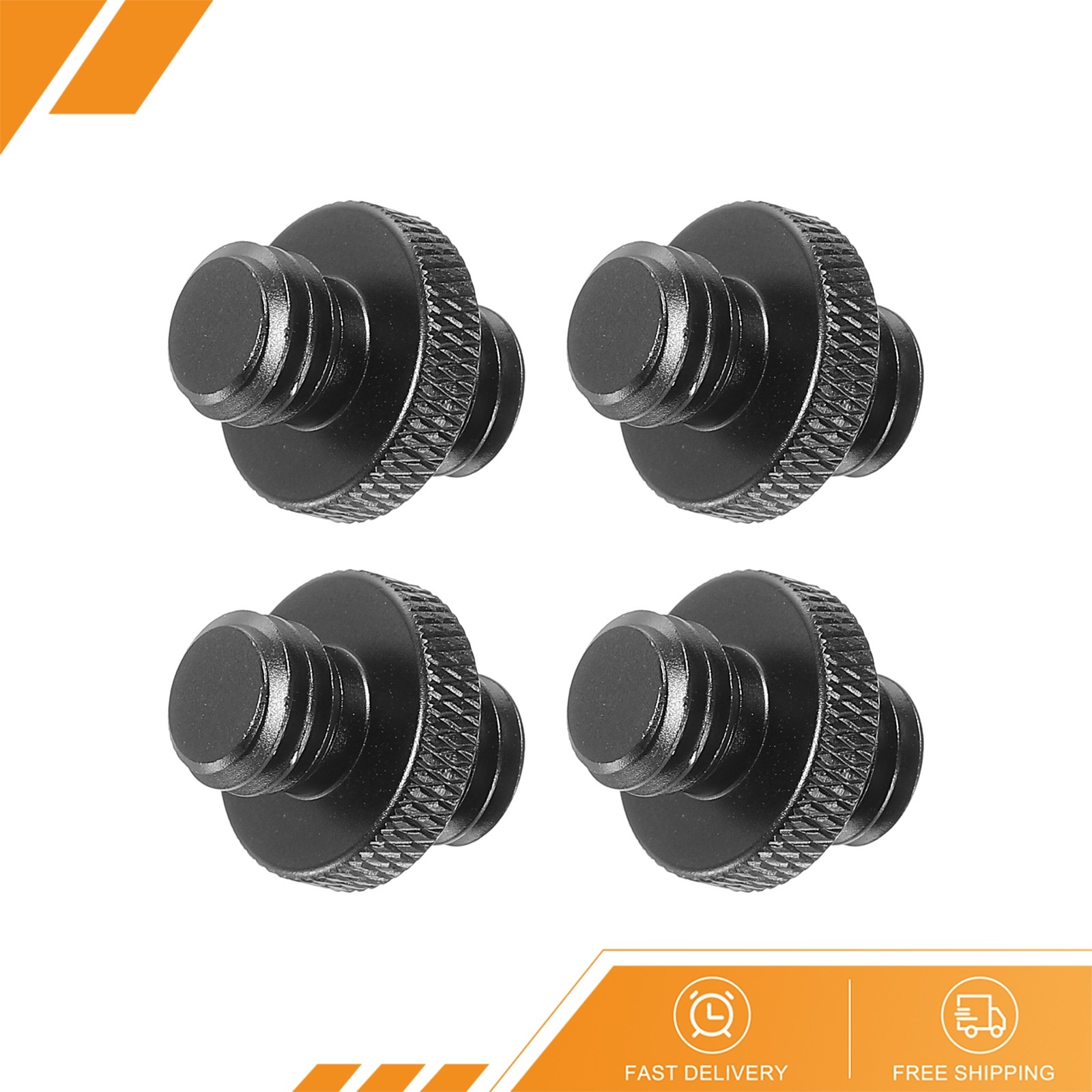 4 x Mic Stand Adapter 3/8 Male to x 3/8 Male Tripod Screw Double Sides, Black