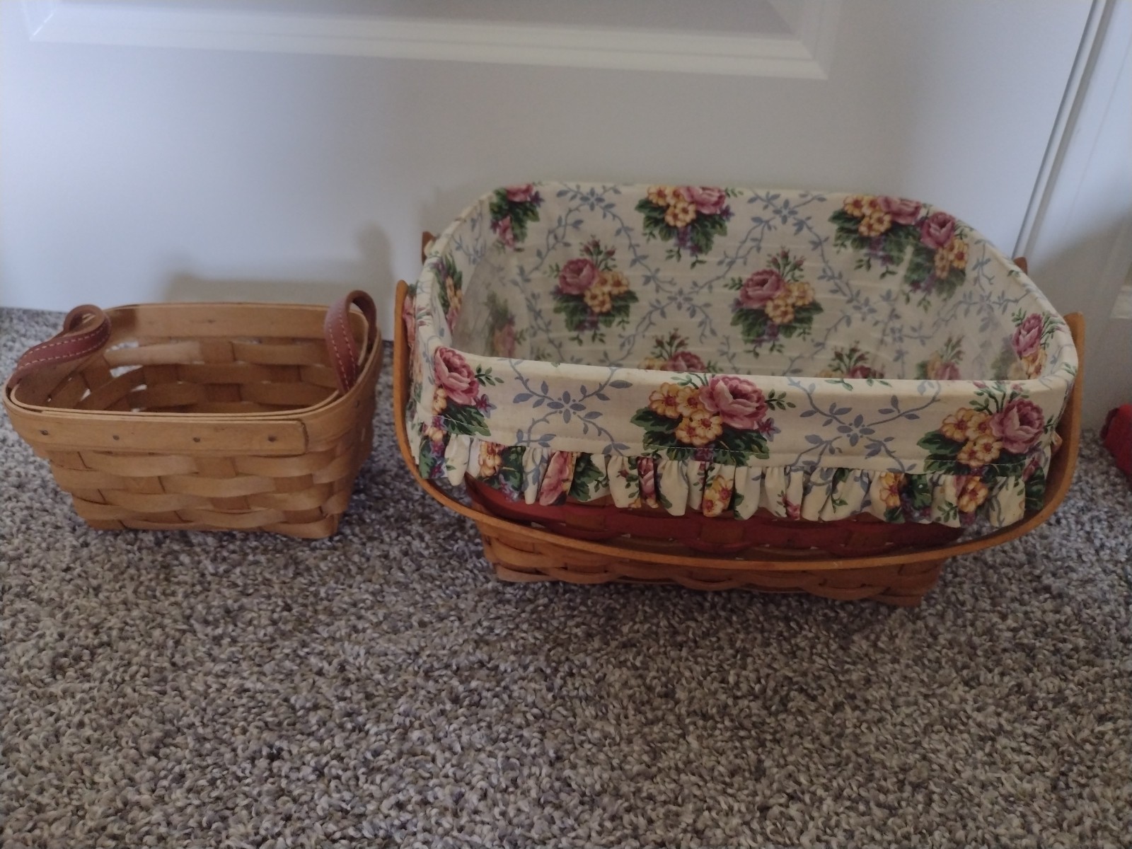 Longaberger Basket Lot Of Two Mother's Day  And A Small Basket With Handles